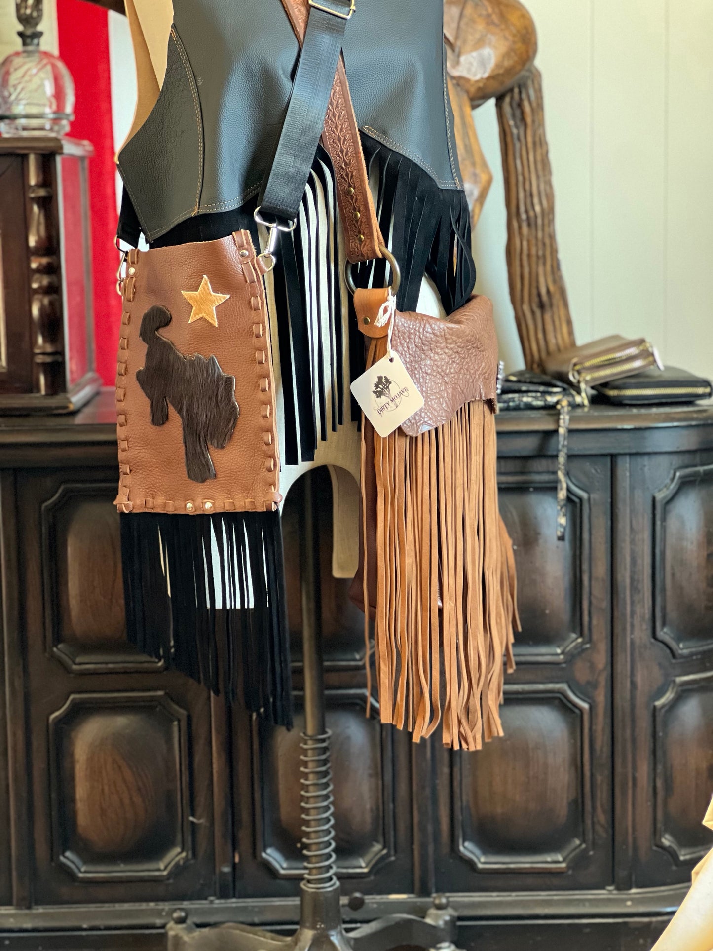Mustang Bronco Hand Braided Leather Crossbody Bag