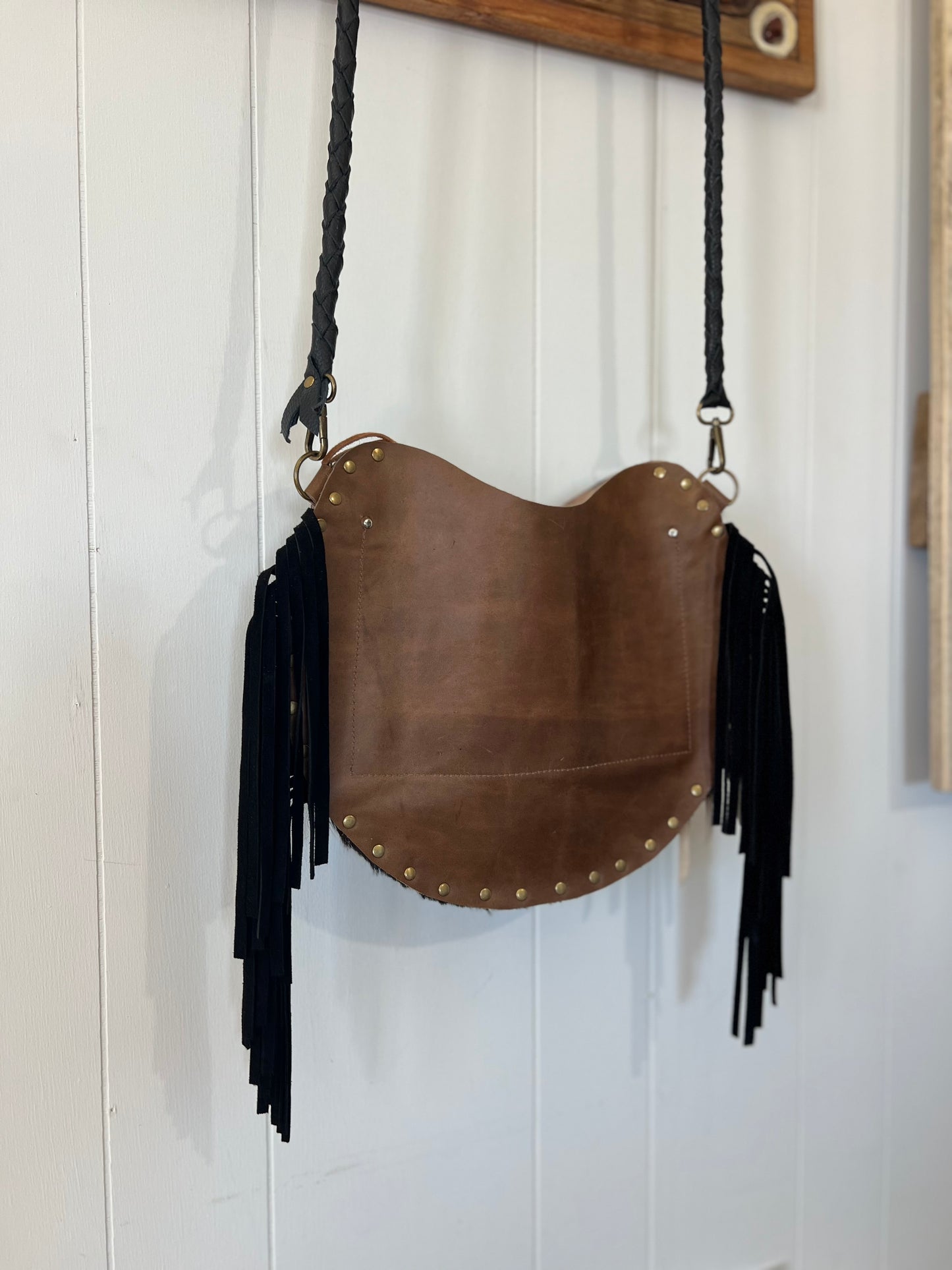 MOON Cowhide Tan Leather Handbag