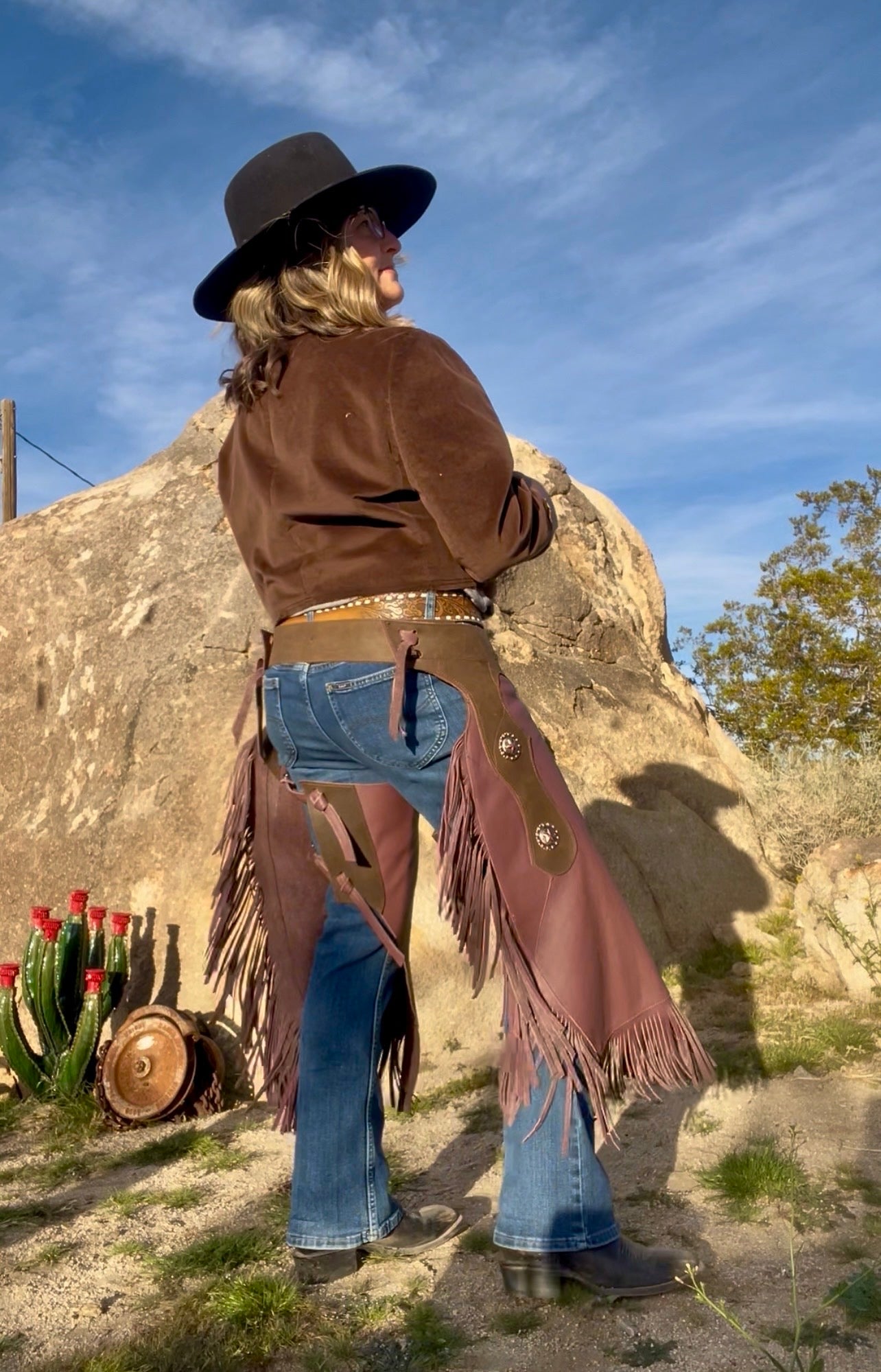 “The Prairie Chinks”  Lavender Leather Fringed Western Chaps