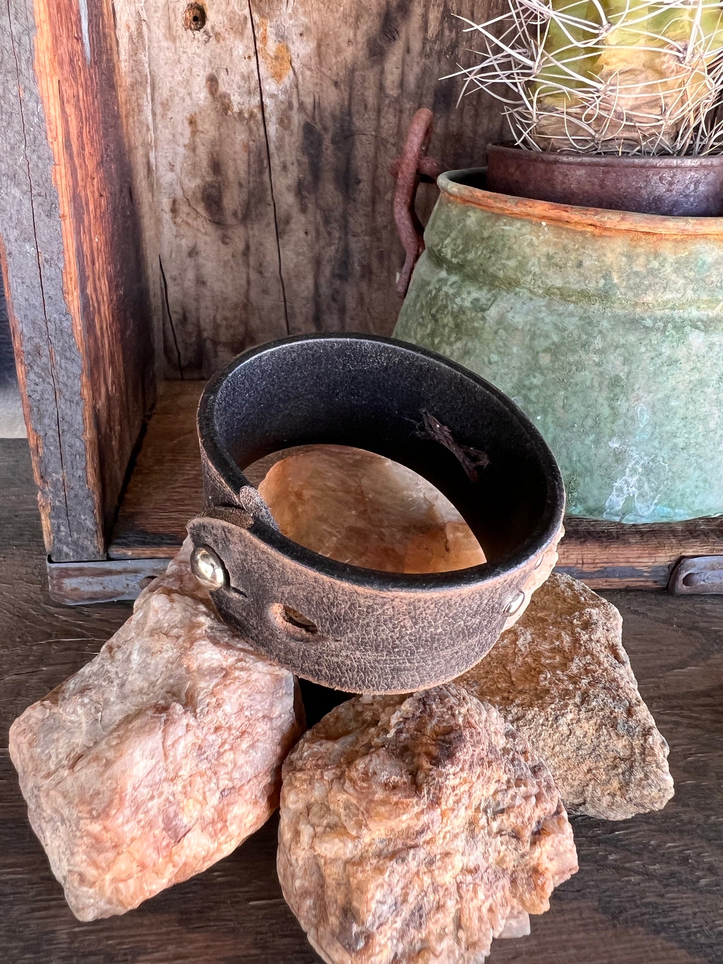 Dirty “Mojave Outlaw Cuffs” Leather Hand-Forged Western Bracelet