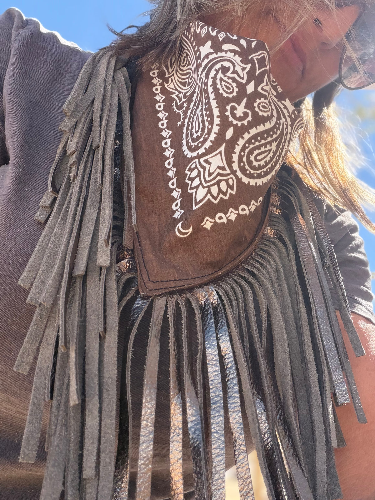 Mojave Drifter Bandana Leather Fringe