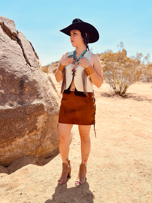 The “Wild Back Vest” Leather Fringed