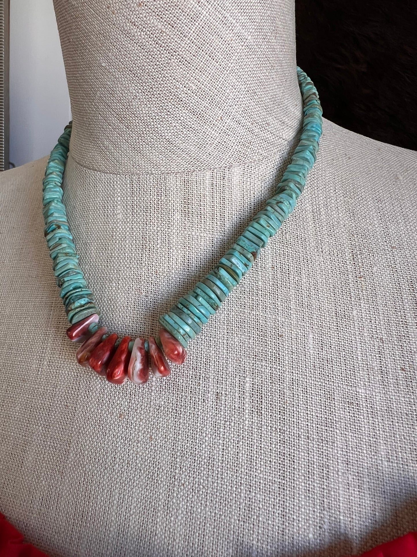 Old Pawn Turquoise and Spiney Oyster Necklace