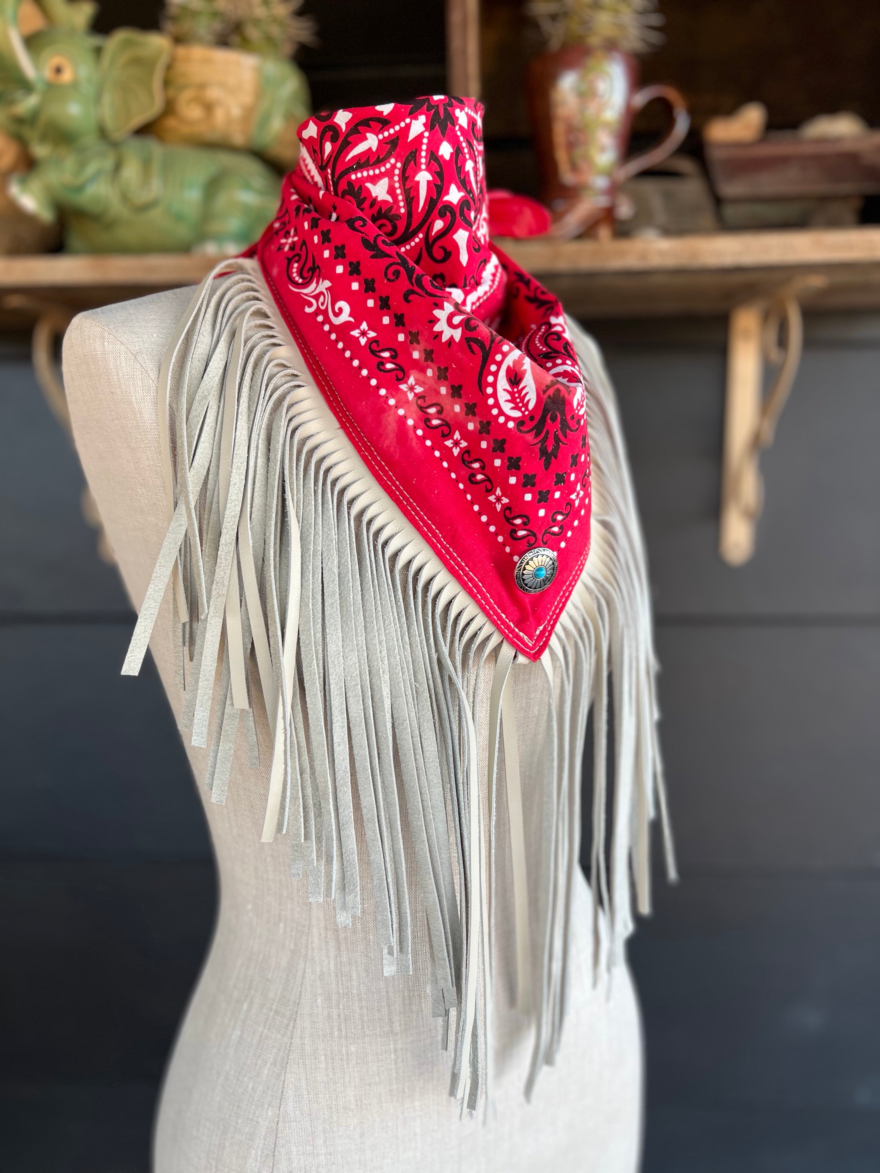 Desert Dusted Bandana Leather Fringe Collar