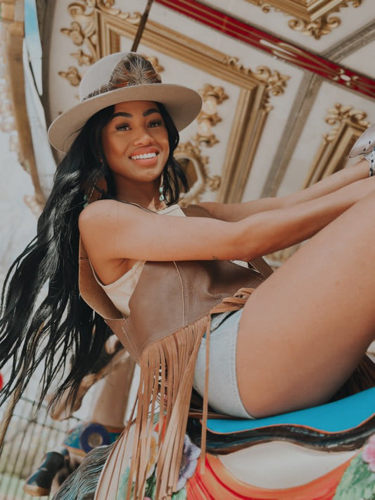 Dust Bowl Darling Leather Fringed Vest