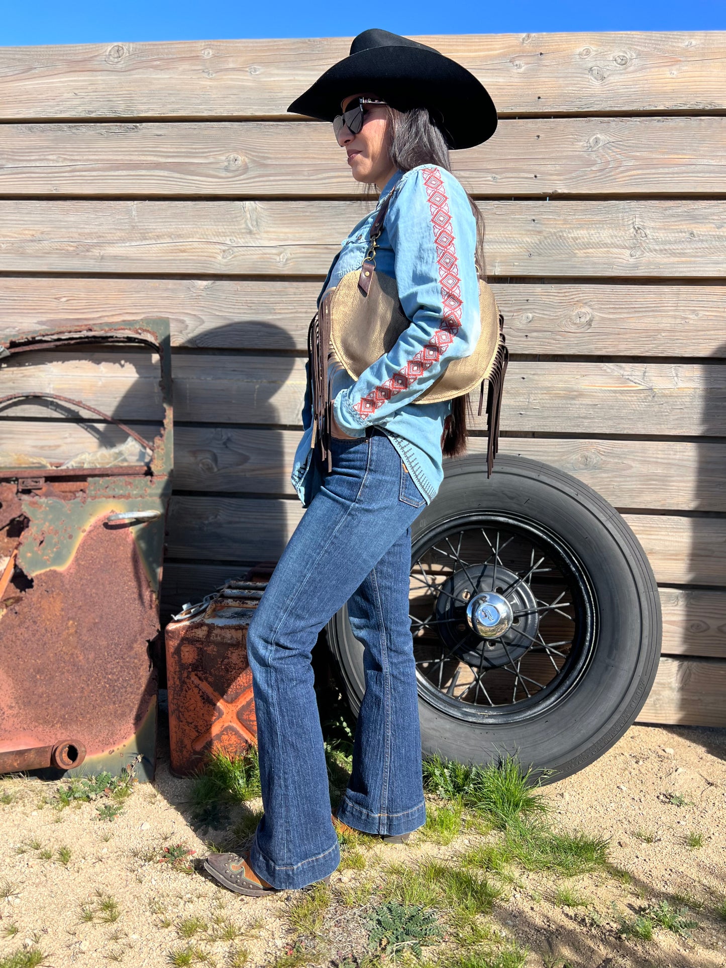 The Moon Bag Scout ~ Dirty Mojave Collection Leather Handbag