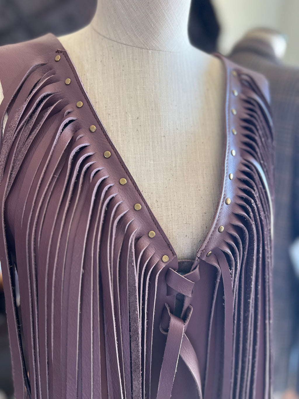 Wild Back Vests - Leather Fringe & Cowhide Statement - Bronco