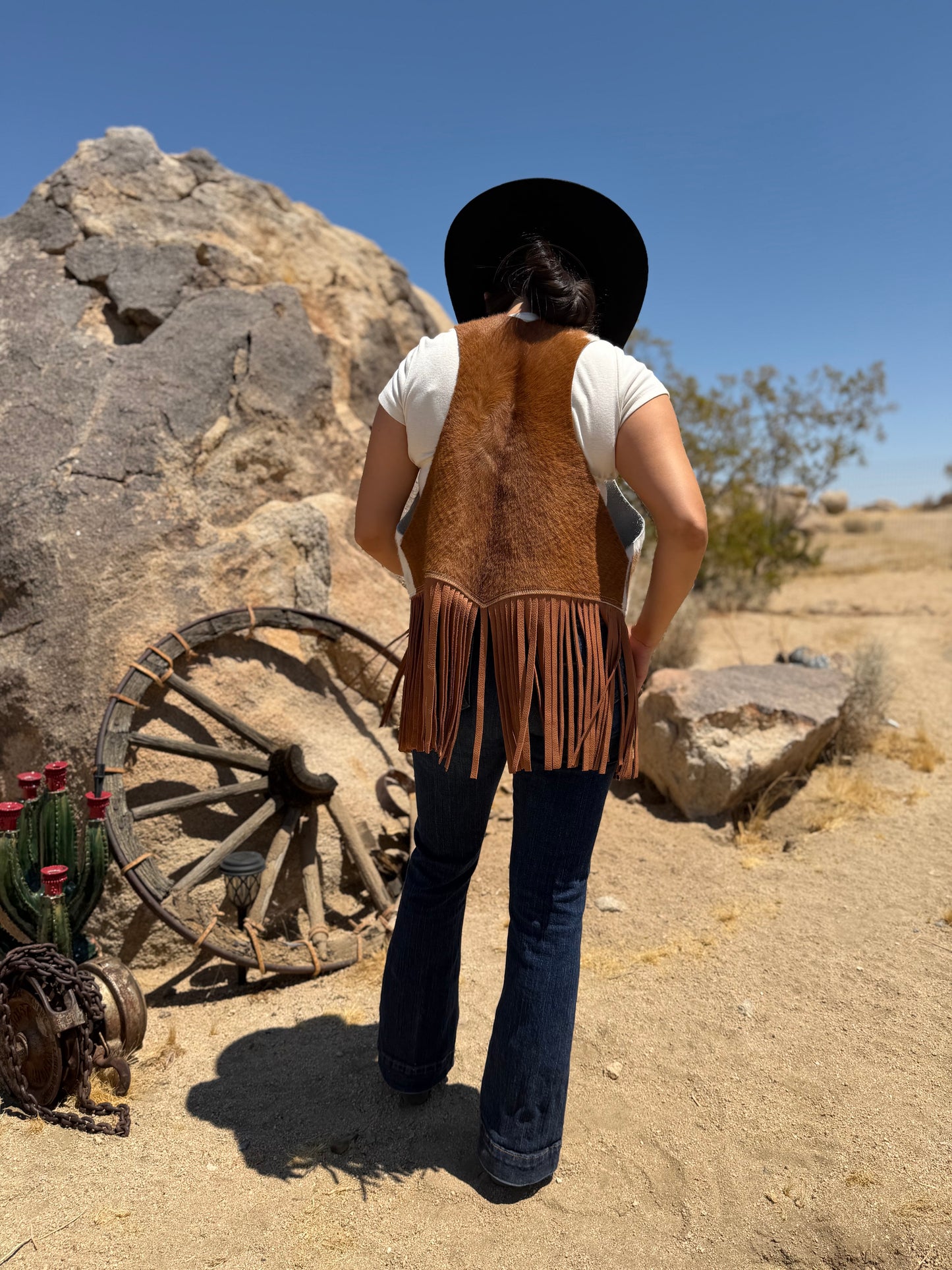 Dust Bowl Darling – Painted Prairie Cowhide Leather Vest