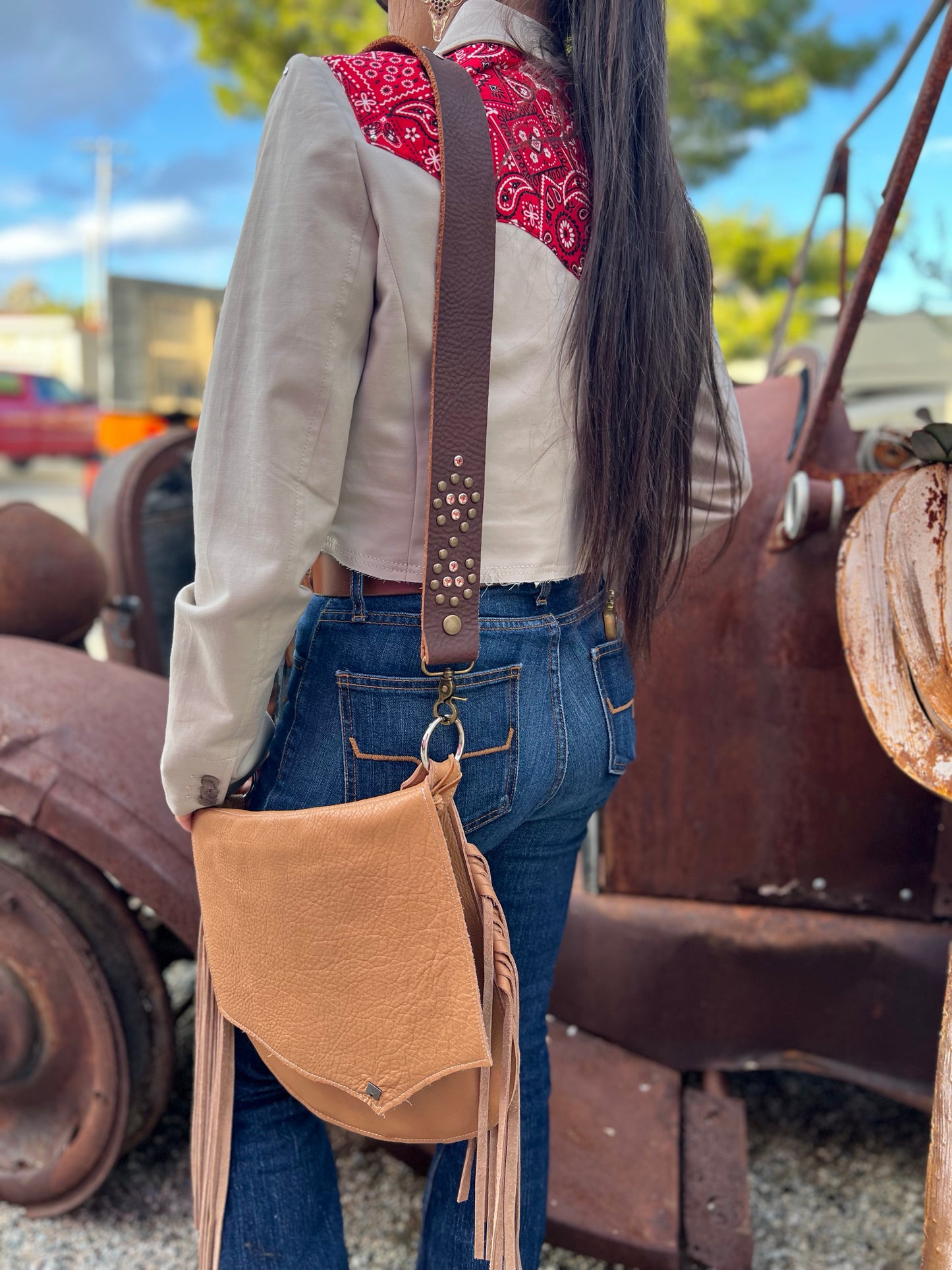 The High Desert Leather Embellished Handbag Strap