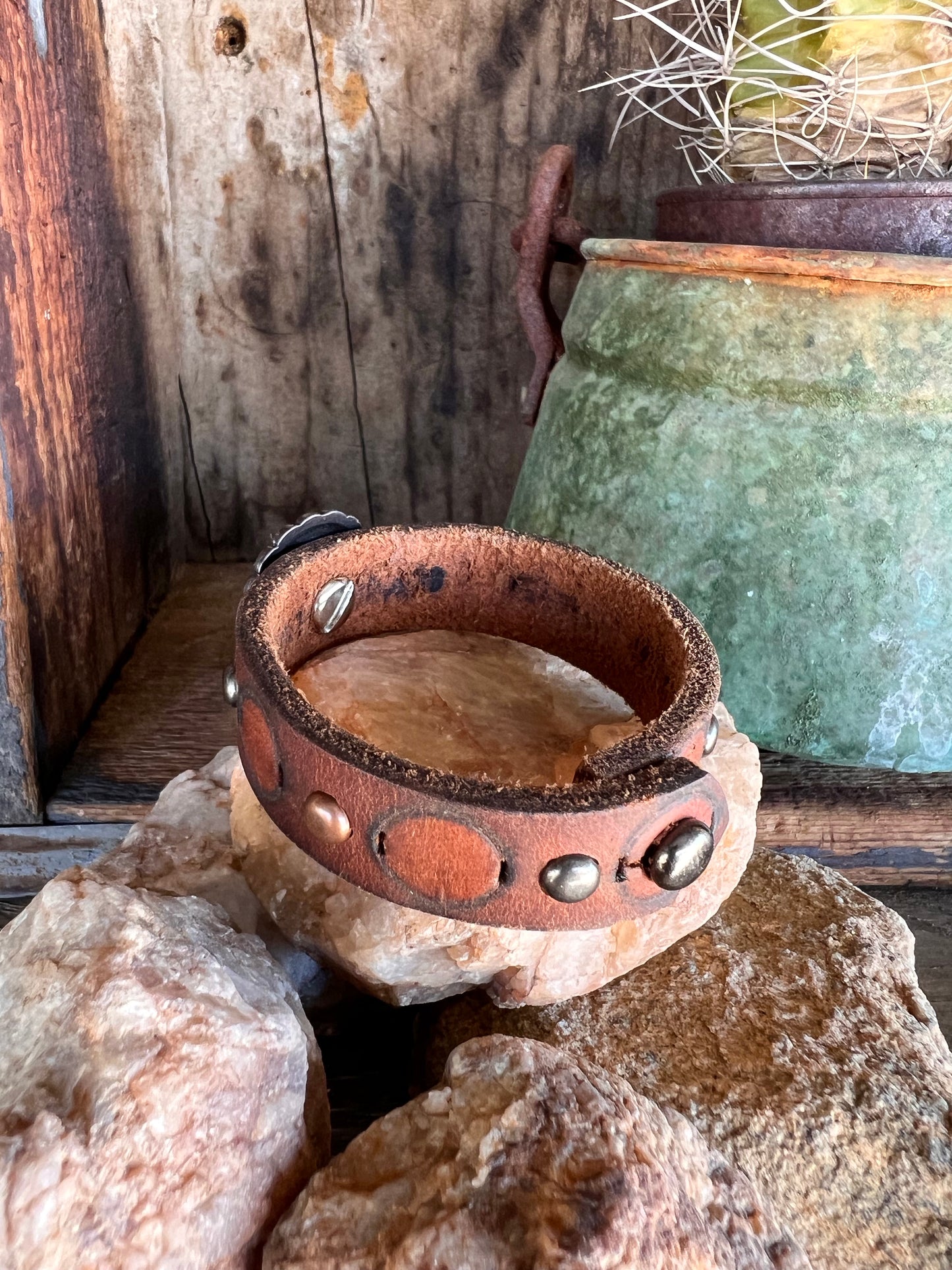 Dirty “Mojave Outlaw Cuffs” Leather Hand-Forged Western Bracelet