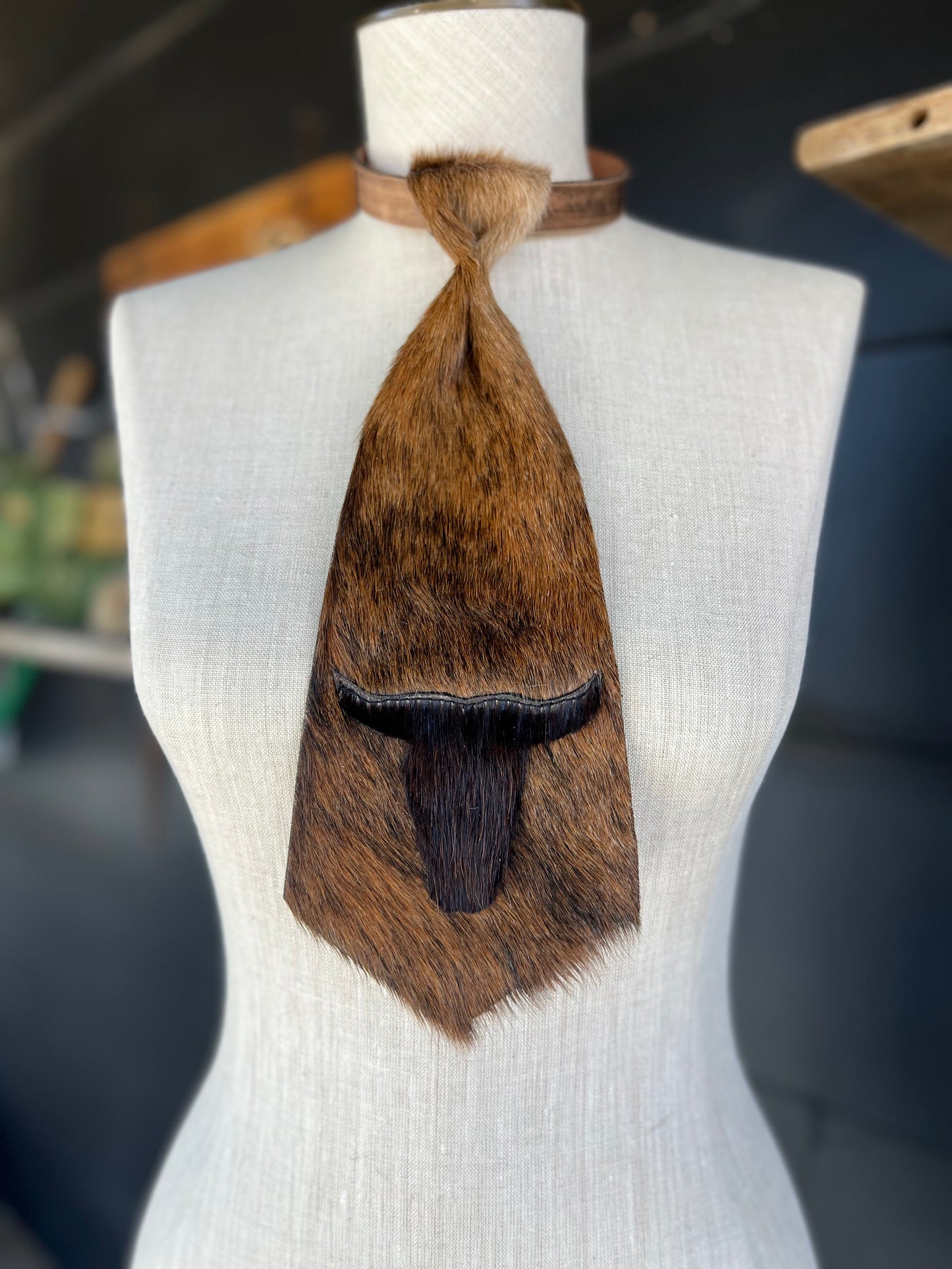 Dirty Mojave Steer Heirloom Leather Black & Brindle Necktie