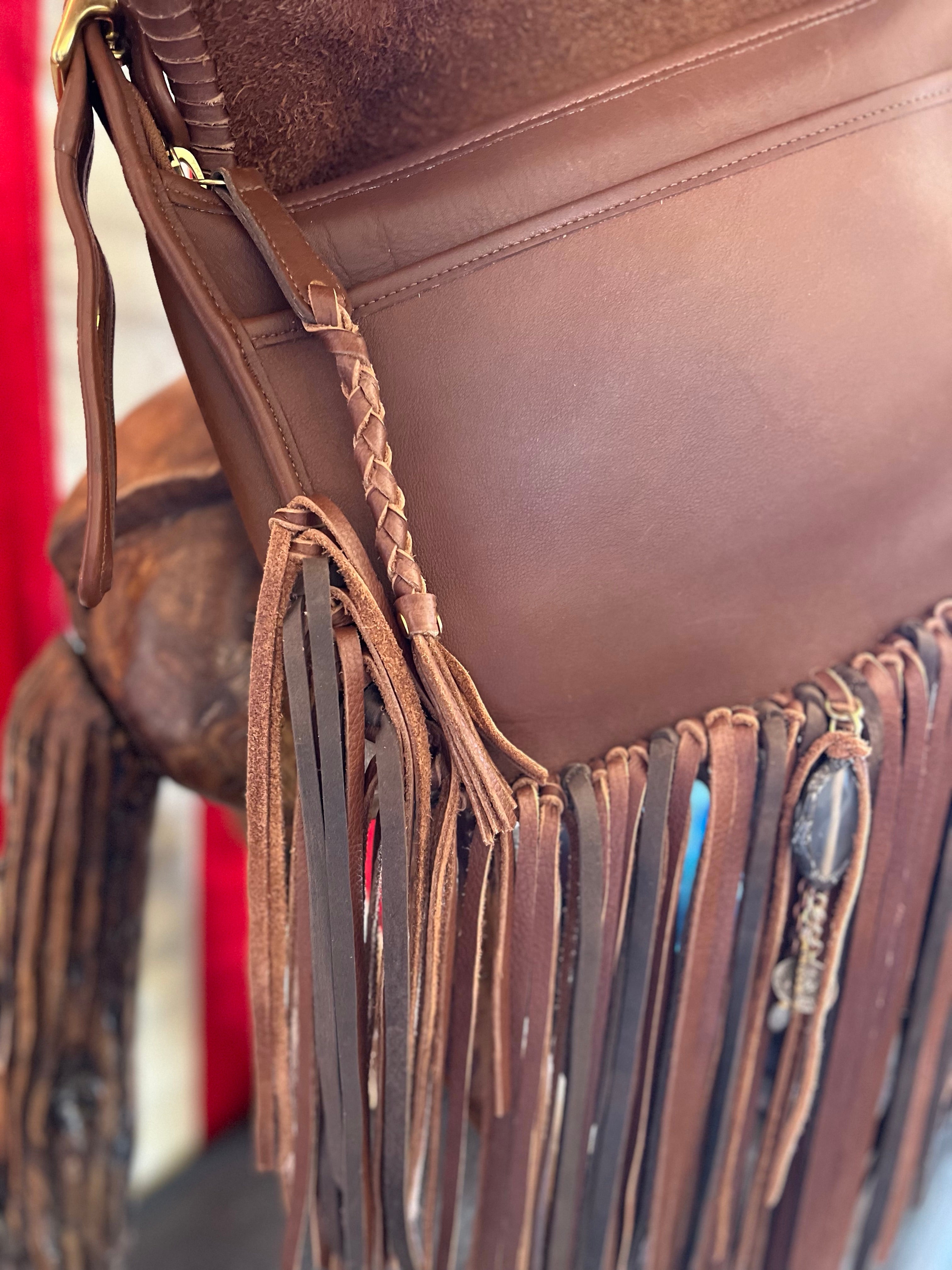 Coach Legacy Vintage Leather Braided Fringed Embellished Handbag