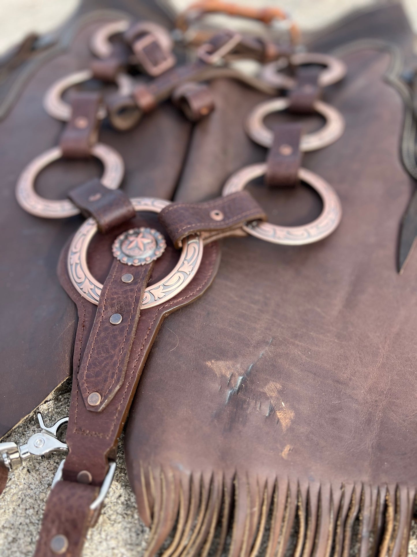 Jeremiah Watt Copper Ring Leather “ACE-HIGH” Breast Collar