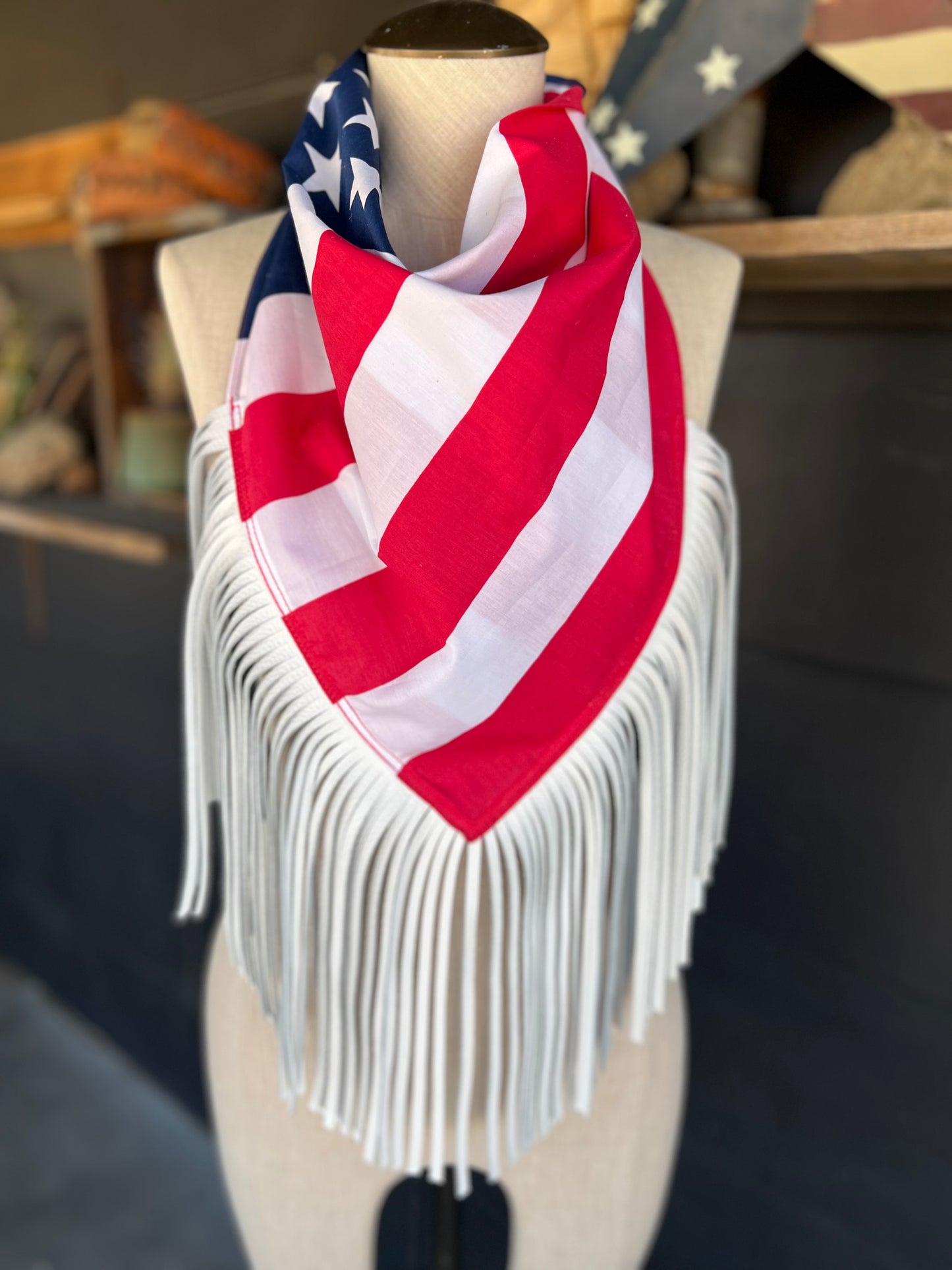 “Limited Edition 1776 Wild American Collection” Desert Dusted Fringe Flag Bandana