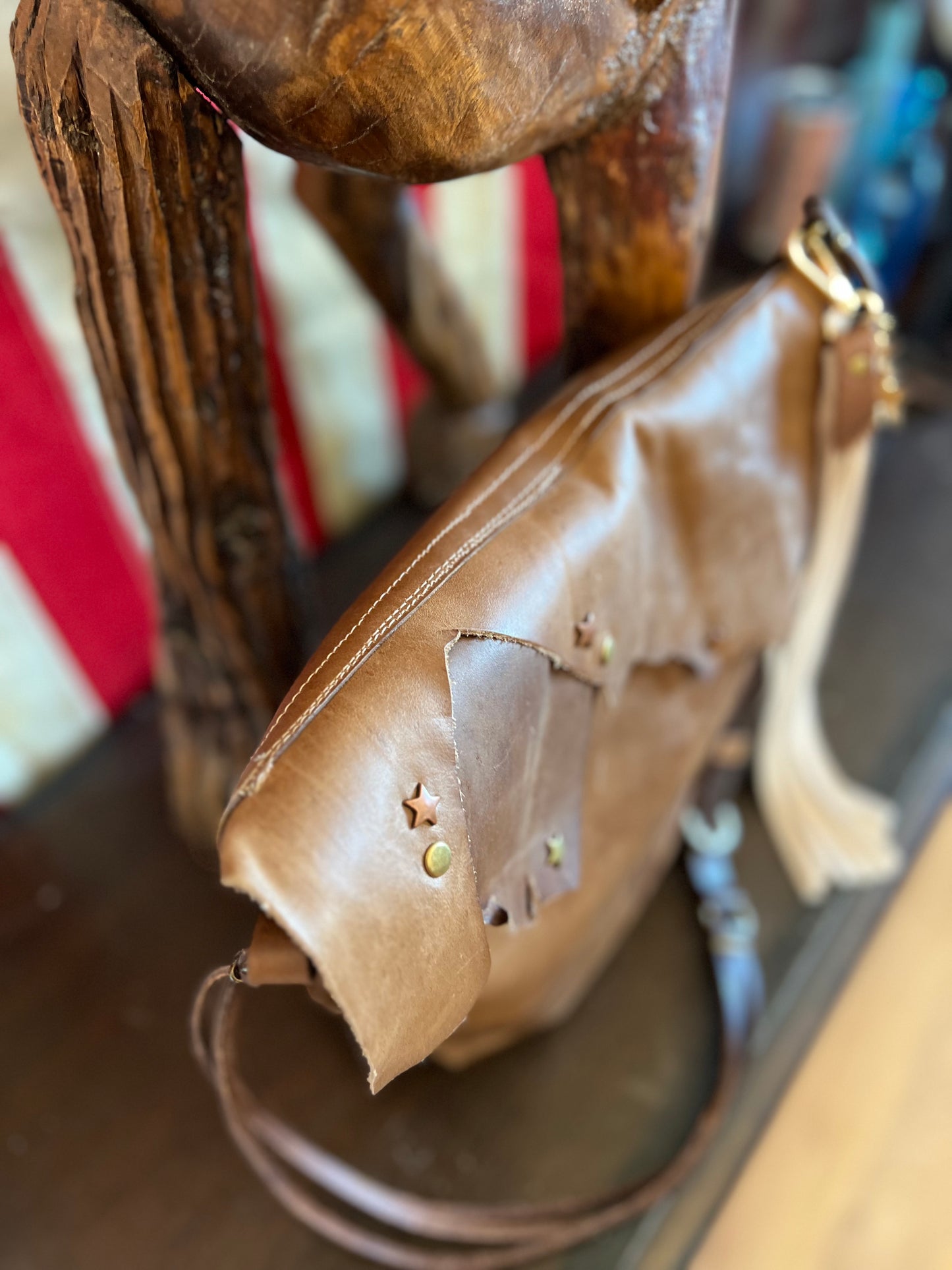 ASHER Custom Ranch Brand Tan Leather Handbag