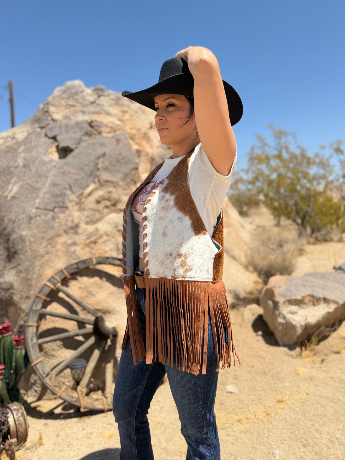 Dust Bowl Darling – Painted Prairie Cowhide Leather Vest