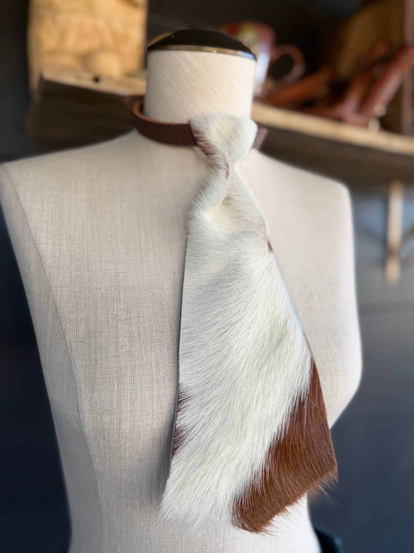 Dirty Mojave Cowhide Heirloom Wide Leather Necktie