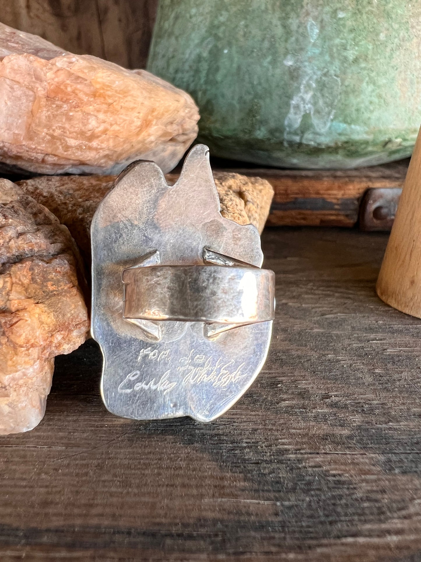 Vintage Carlos White Eagle Signed Quartz Ring