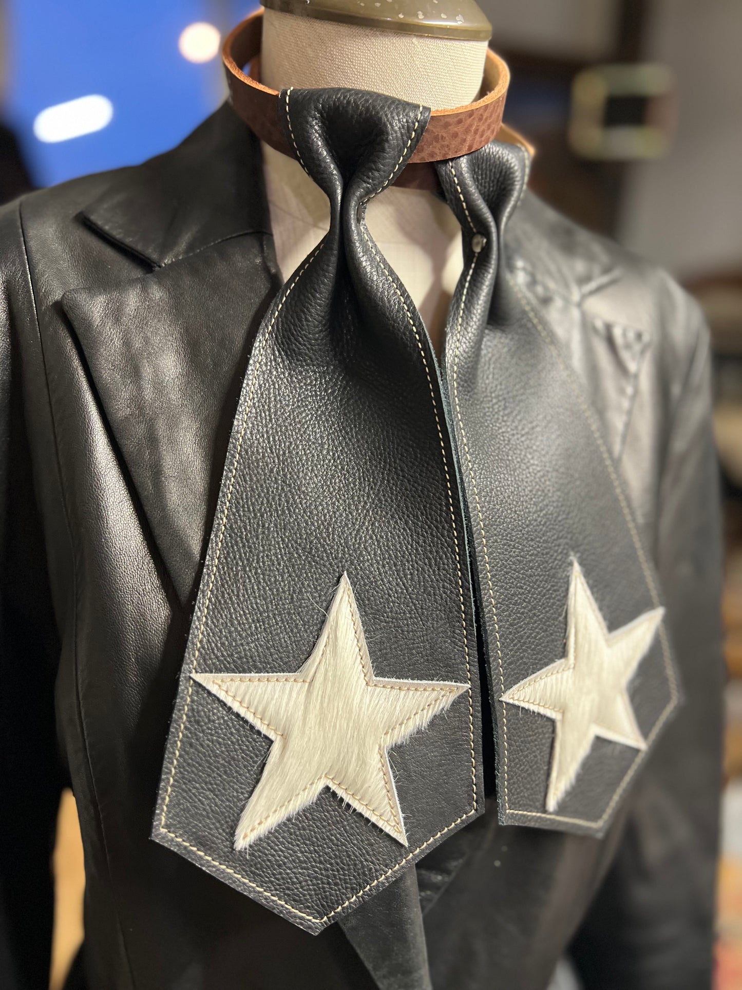 Dirty Mojave Star Heirloom Tie Leather Wide Necktie