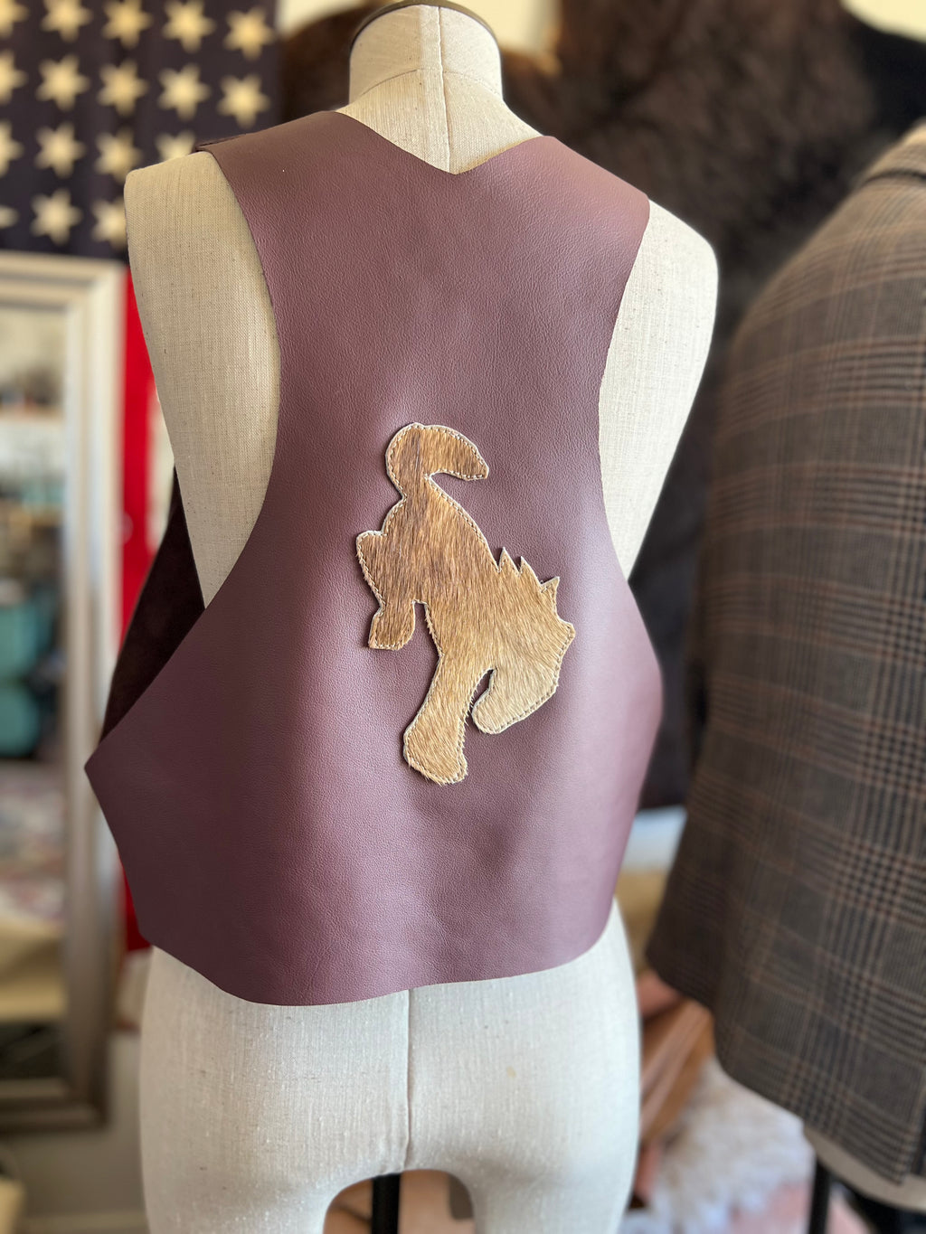 Wild Back Vests - Leather Fringe & Cowhide Statement - Bronco