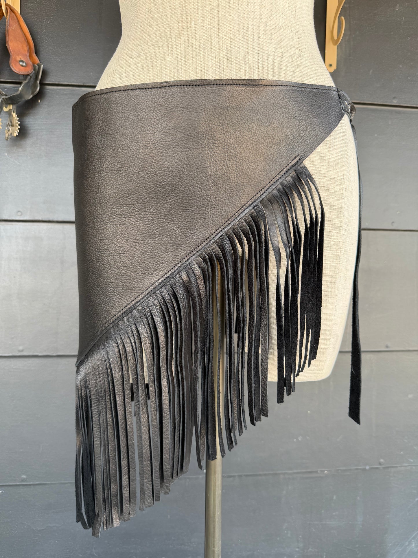 The Sundown Fringe Black Leather Wrap