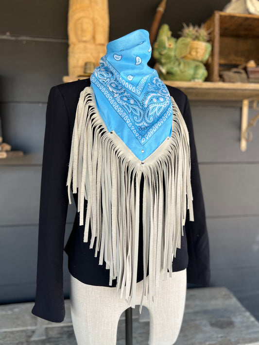 Desert Dusted Bandana Leather Fringe Collar