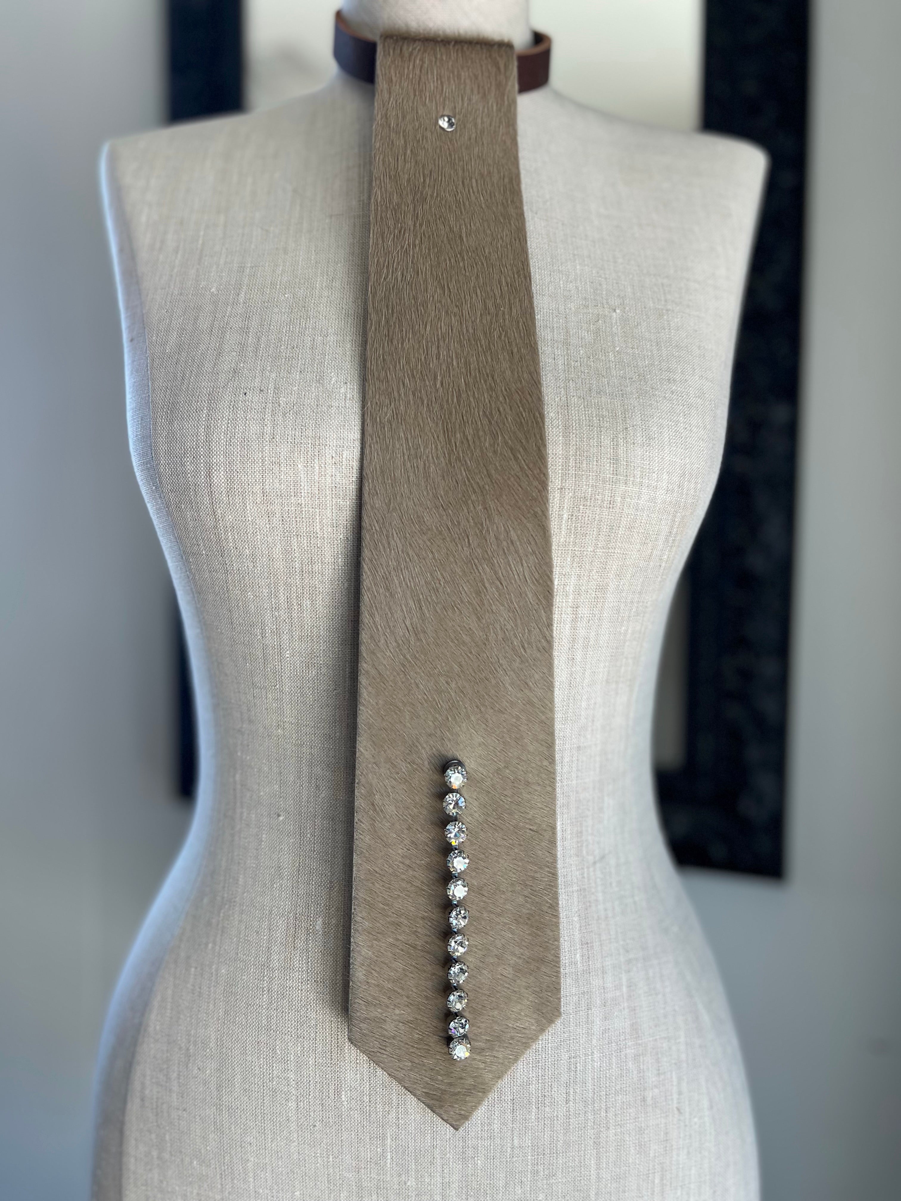 Wildhide Blade Cream Cowhide Neck Tie by Dirty Mojave Leather