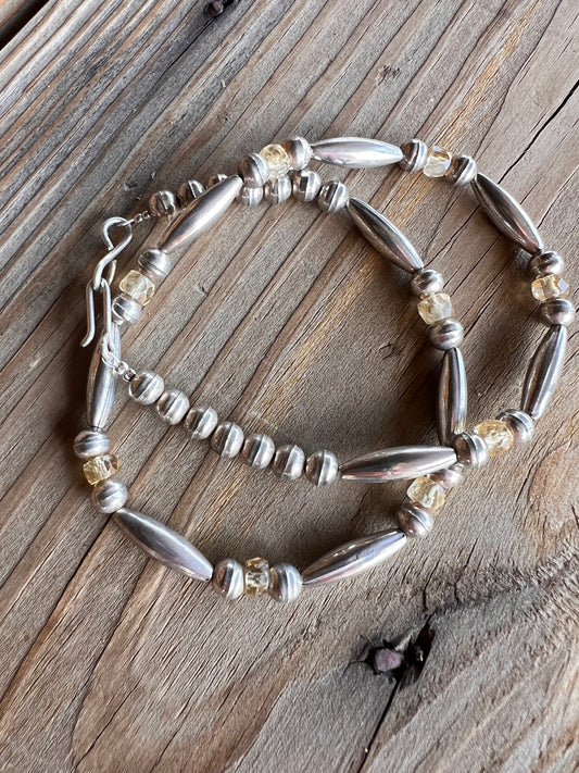 Navajo Vintage Sterling Silver & Citrine Necklace