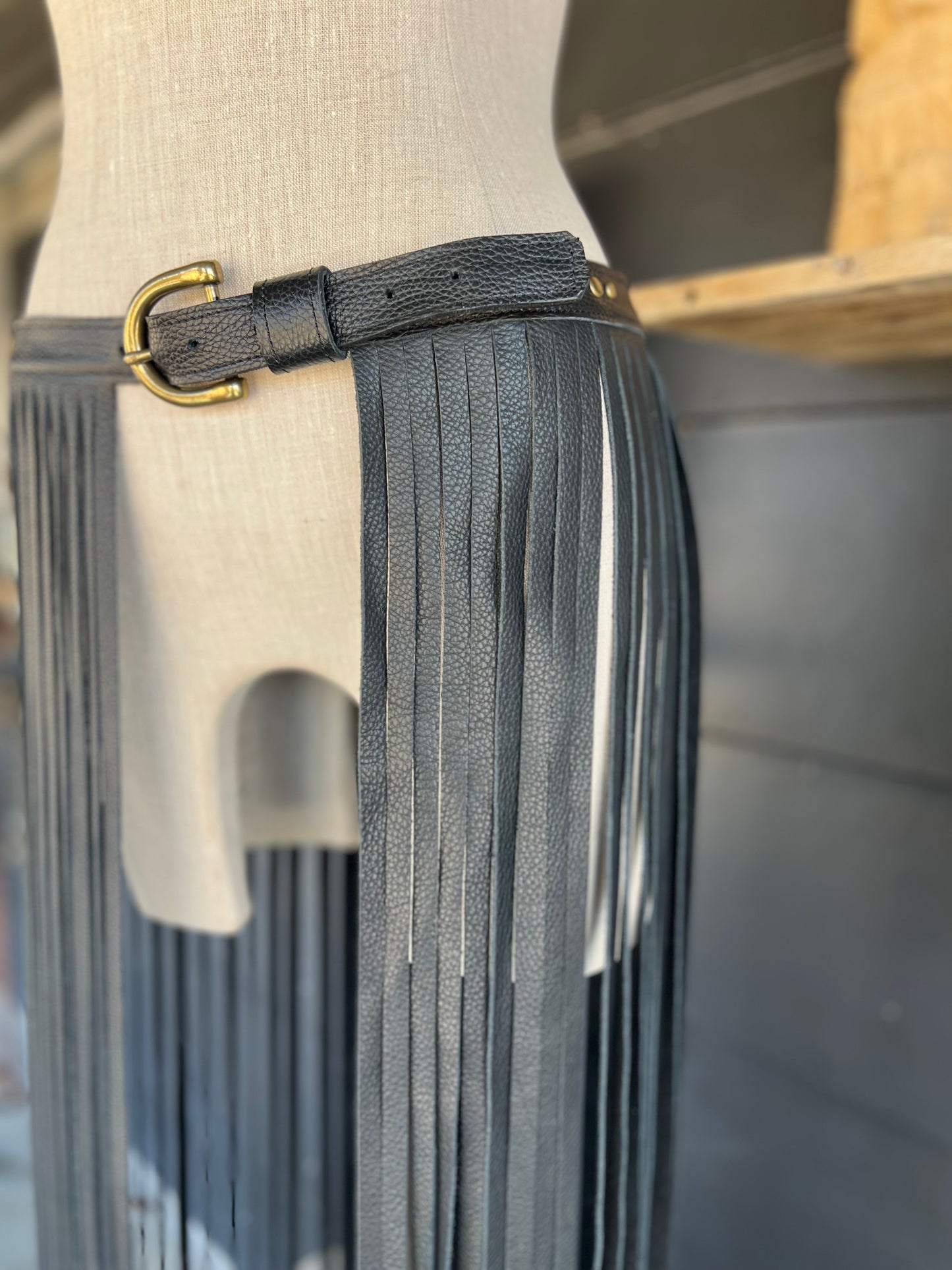 The Badlands Fringe Leather Skirt by Dirty Mojave Leather