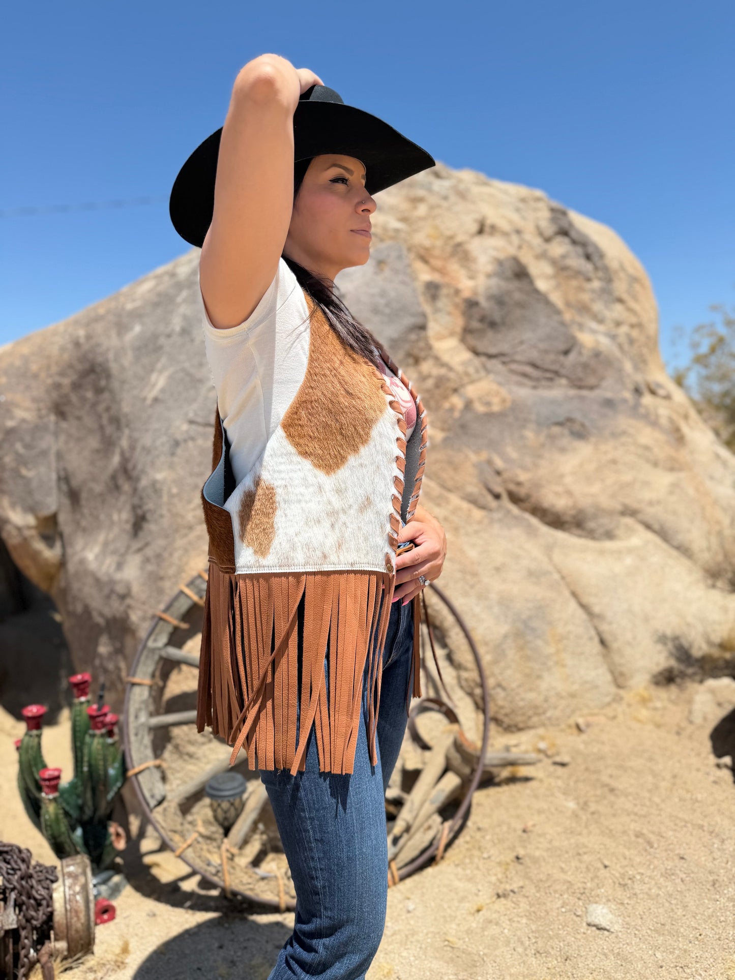 Dust Bowl Darling – Painted Prairie Cowhide Leather Vest
