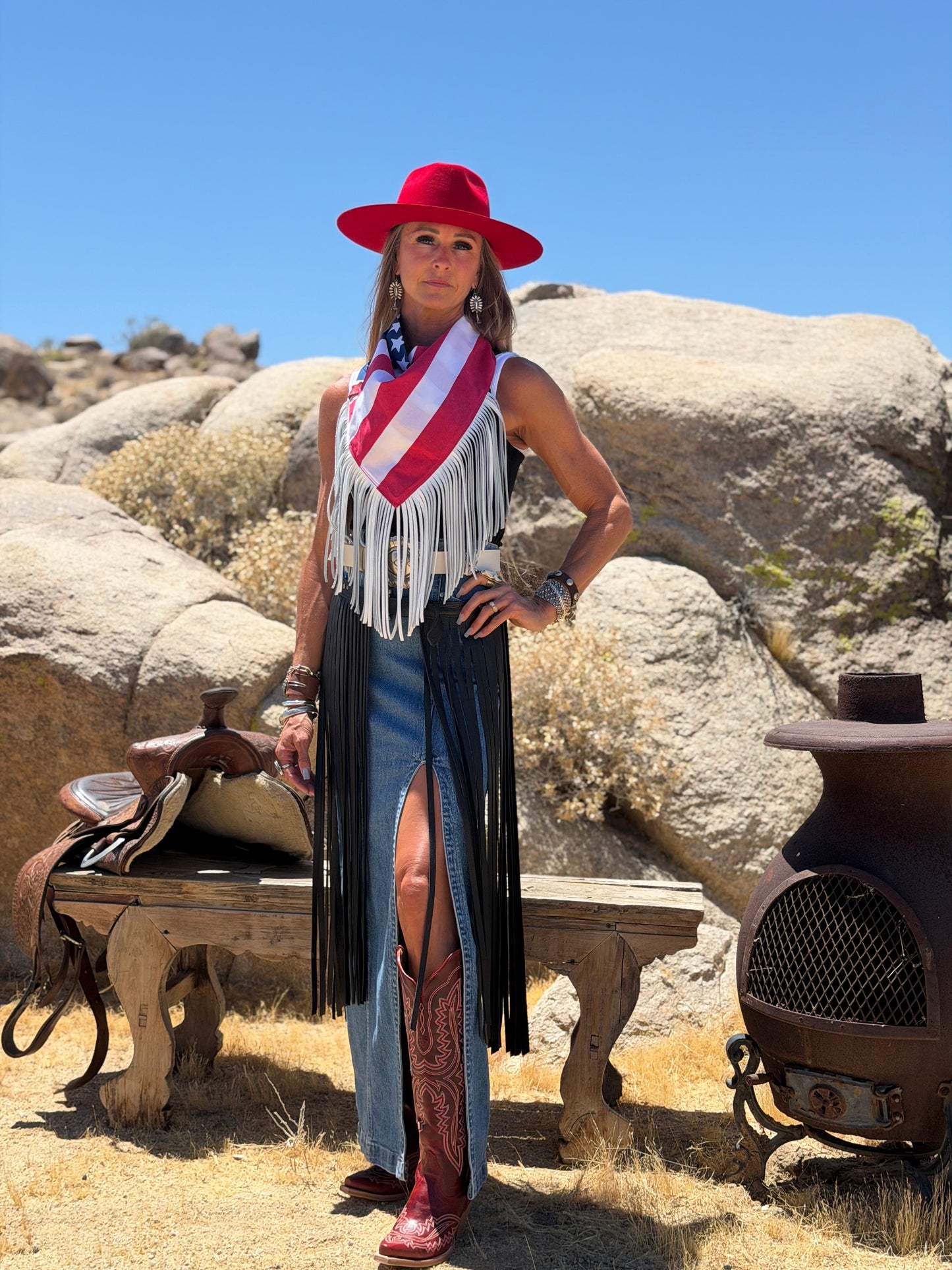 “Limited Edition 1776 Wild American Collection” Desert Dusted Fringe Flag Bandana
