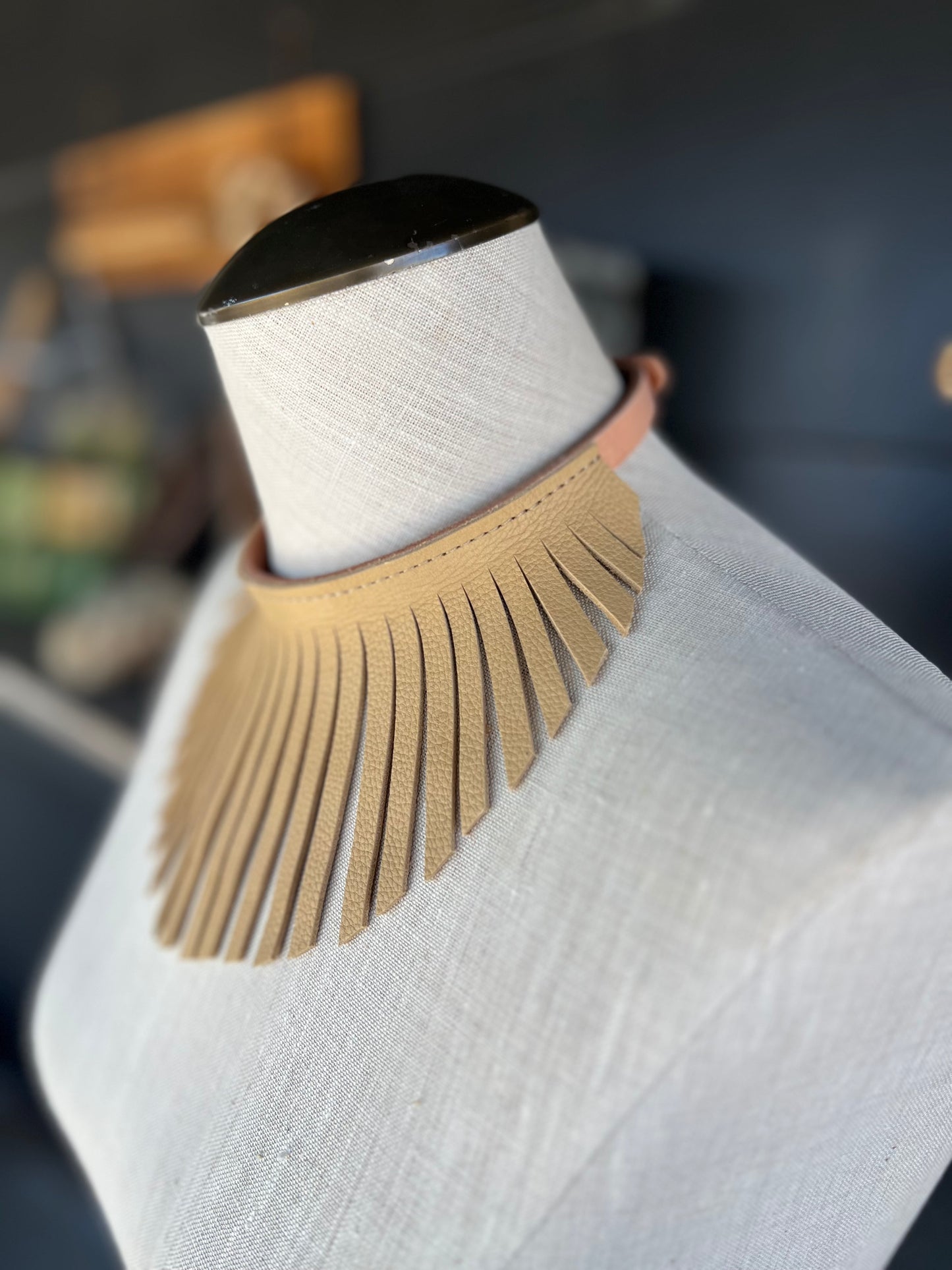 Dirty Mojave Leather Fringe “The Halo” Neckpiece