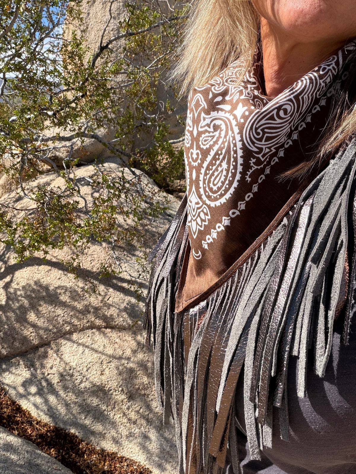 Mojave Drifter Bandana Leather Fringe
