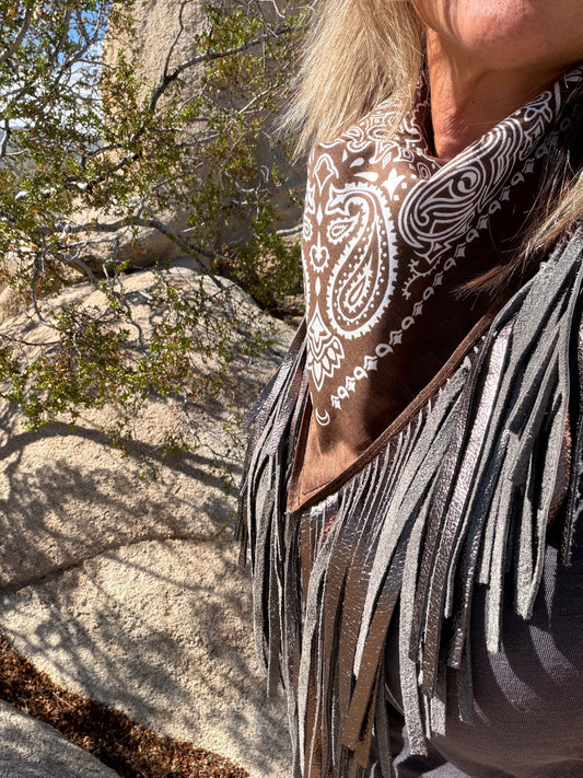 Mojave Drifter Bandana Leather Fringe