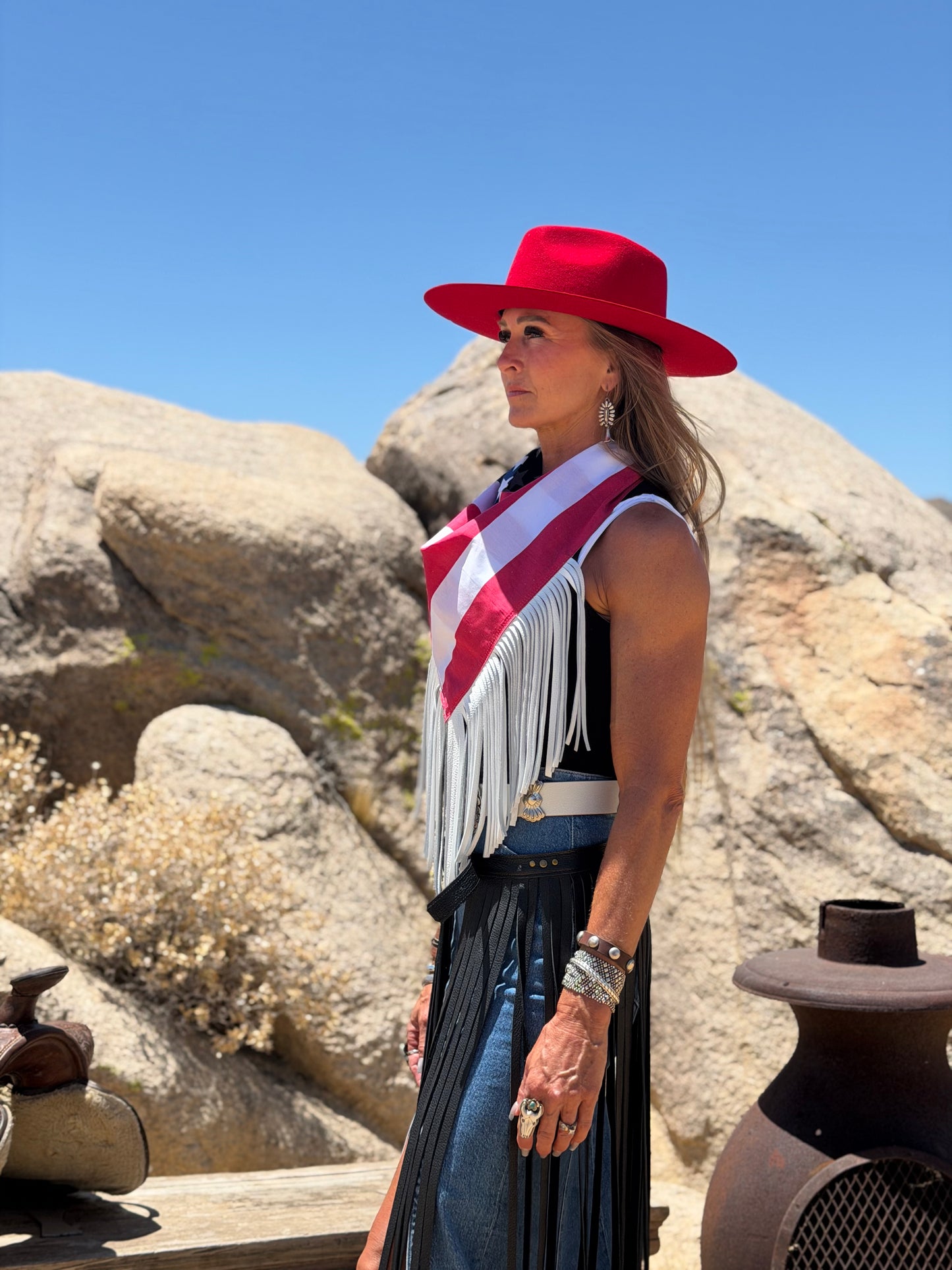 “Limited Edition 1776 Wild American Collection” Desert Dusted Fringe Flag Bandana