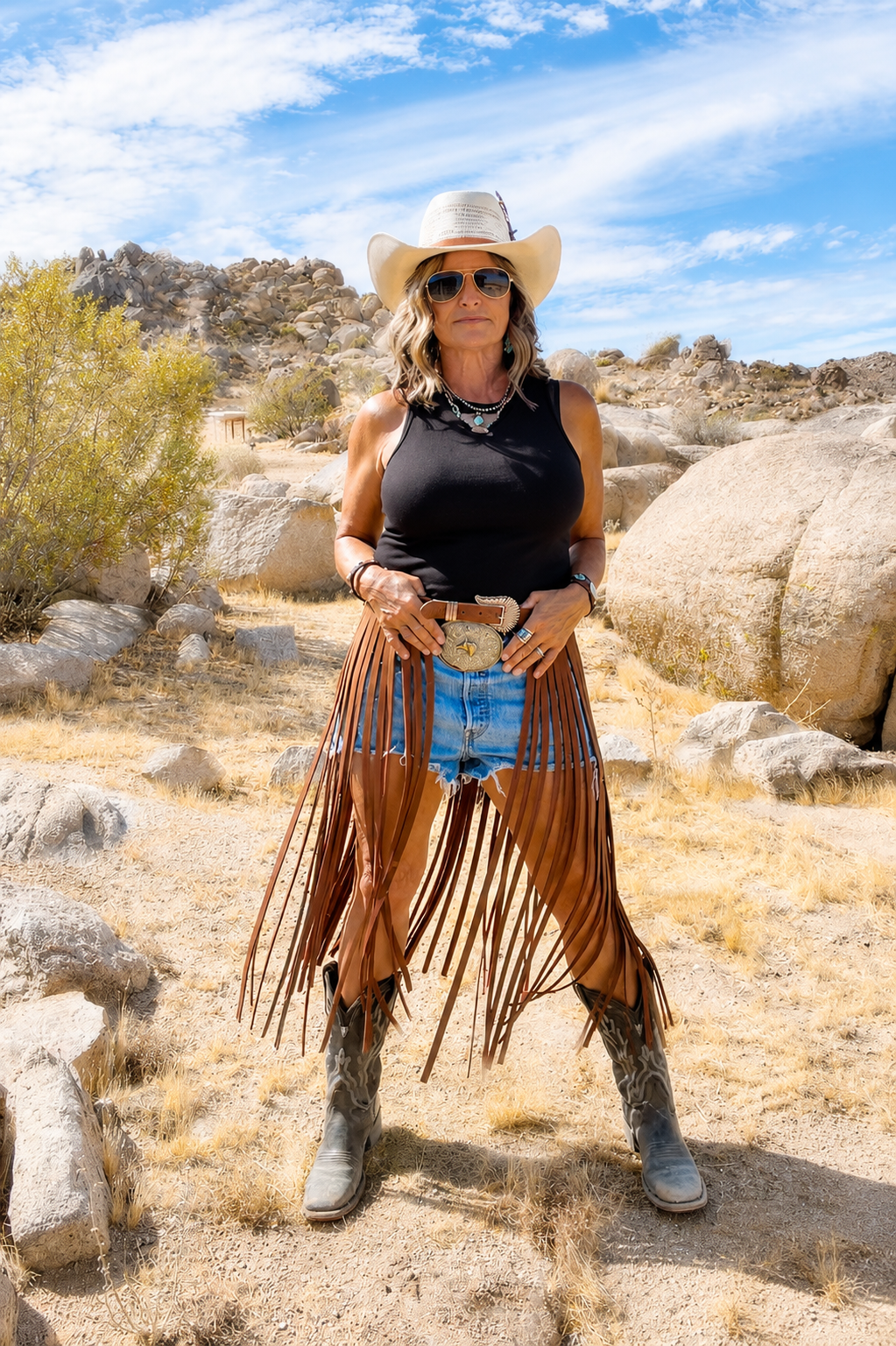 The Badlands Fringe Leather Skirt