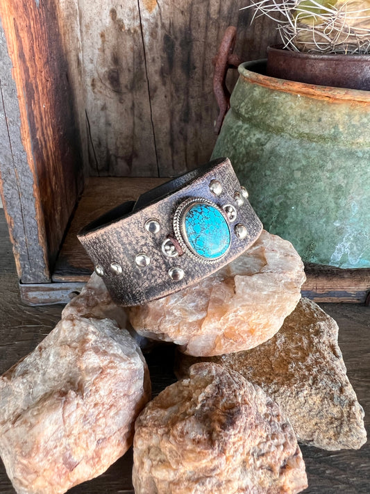 Dirty “Mojave Outlaw Cuffs” Leather Hand-Forged Western Bracelet