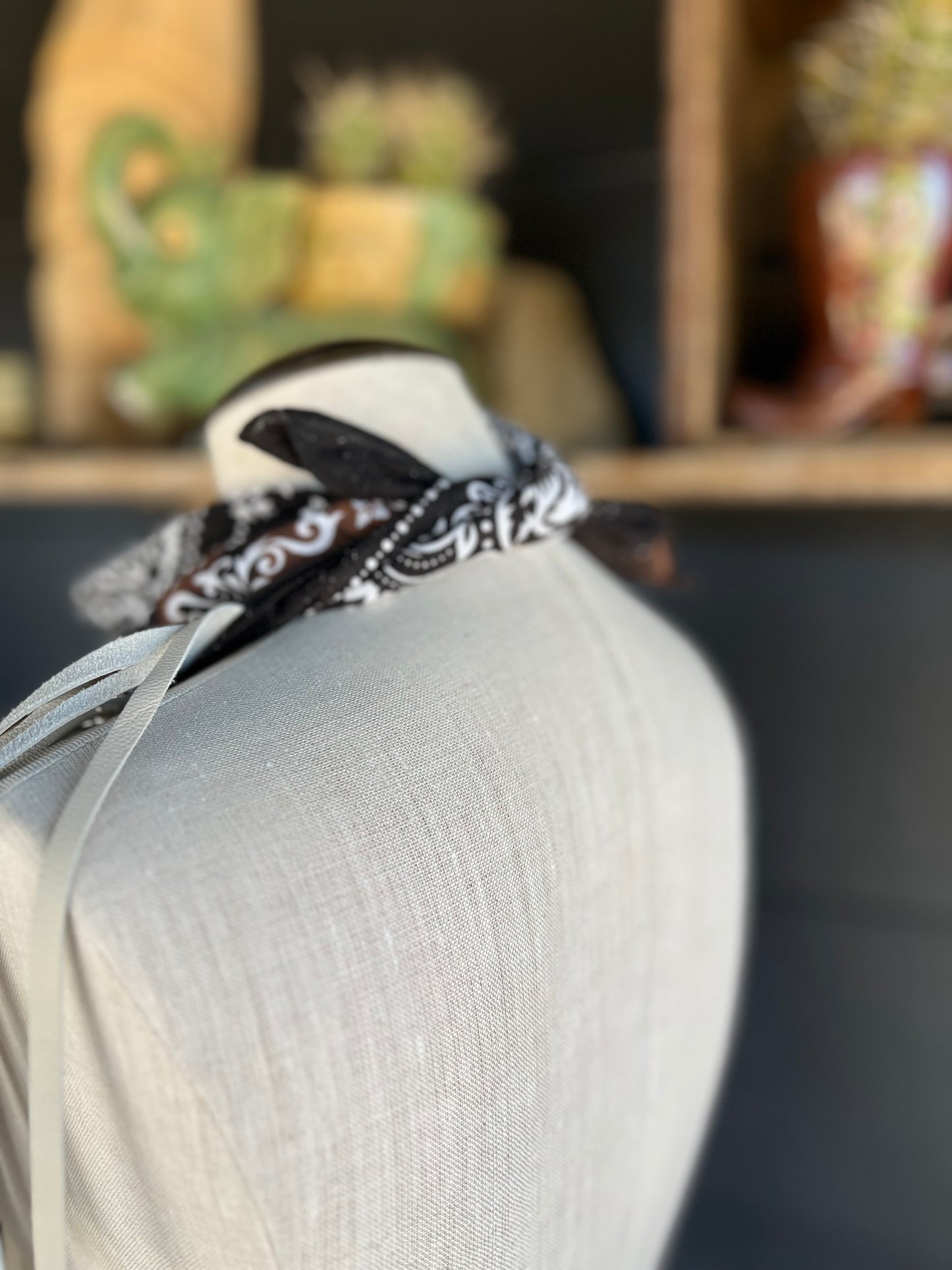 Desert Dusted Bandana Leather Fringe Collar