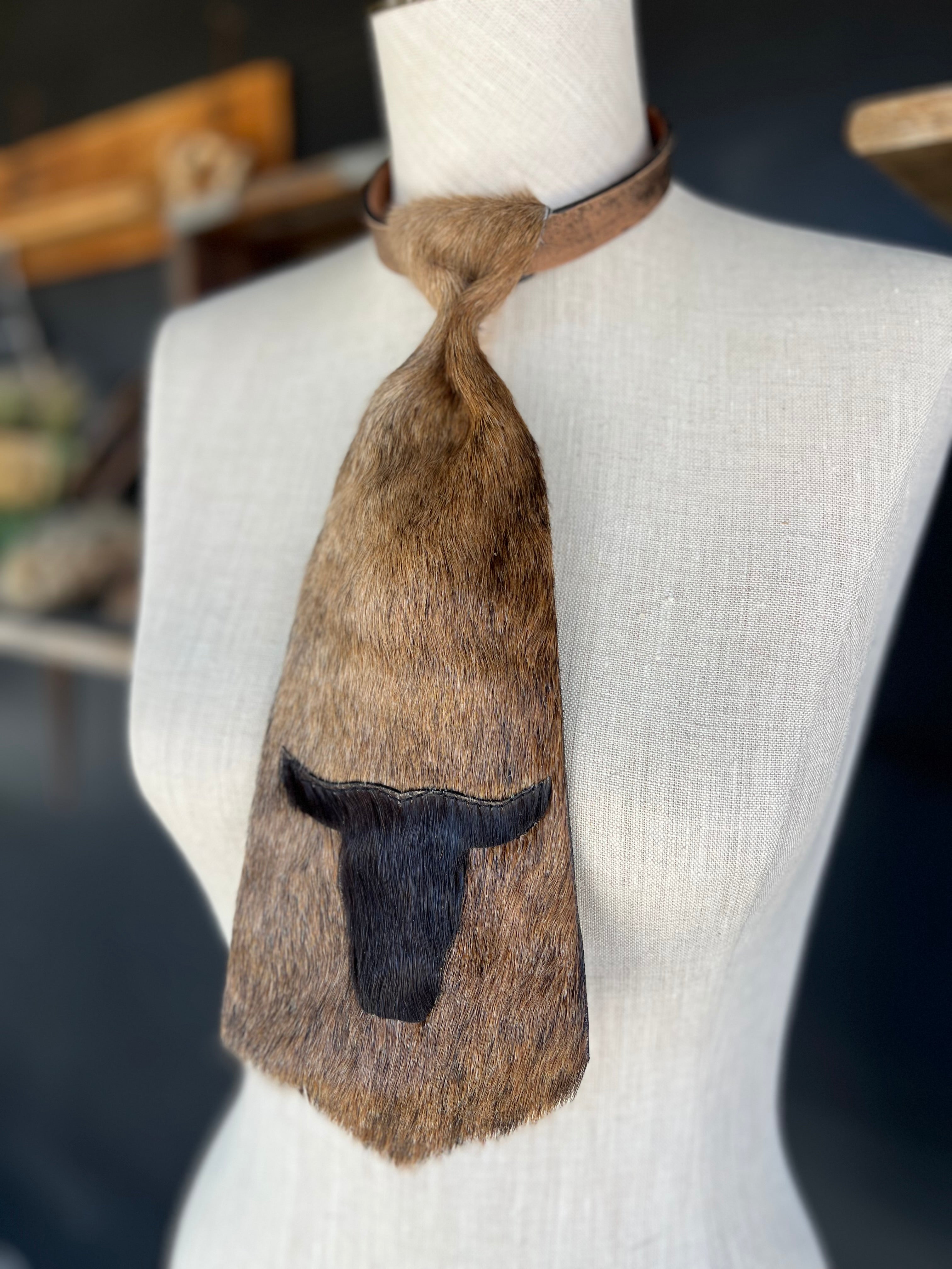 Dirty Mojave Cowhide Steer Heirloom Wide Necktie