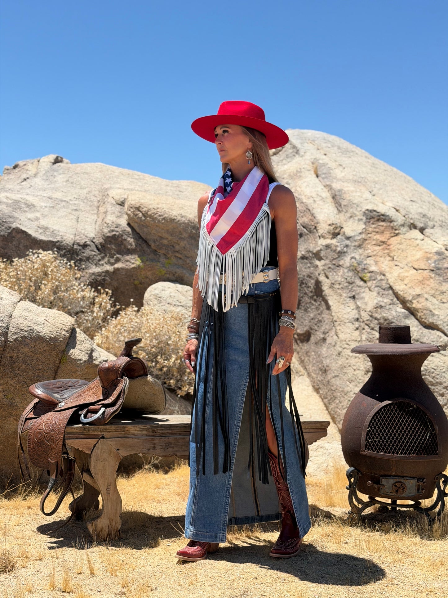 “Limited Edition 1776 Wild American Collection” Desert Dusted Fringe Flag Bandana