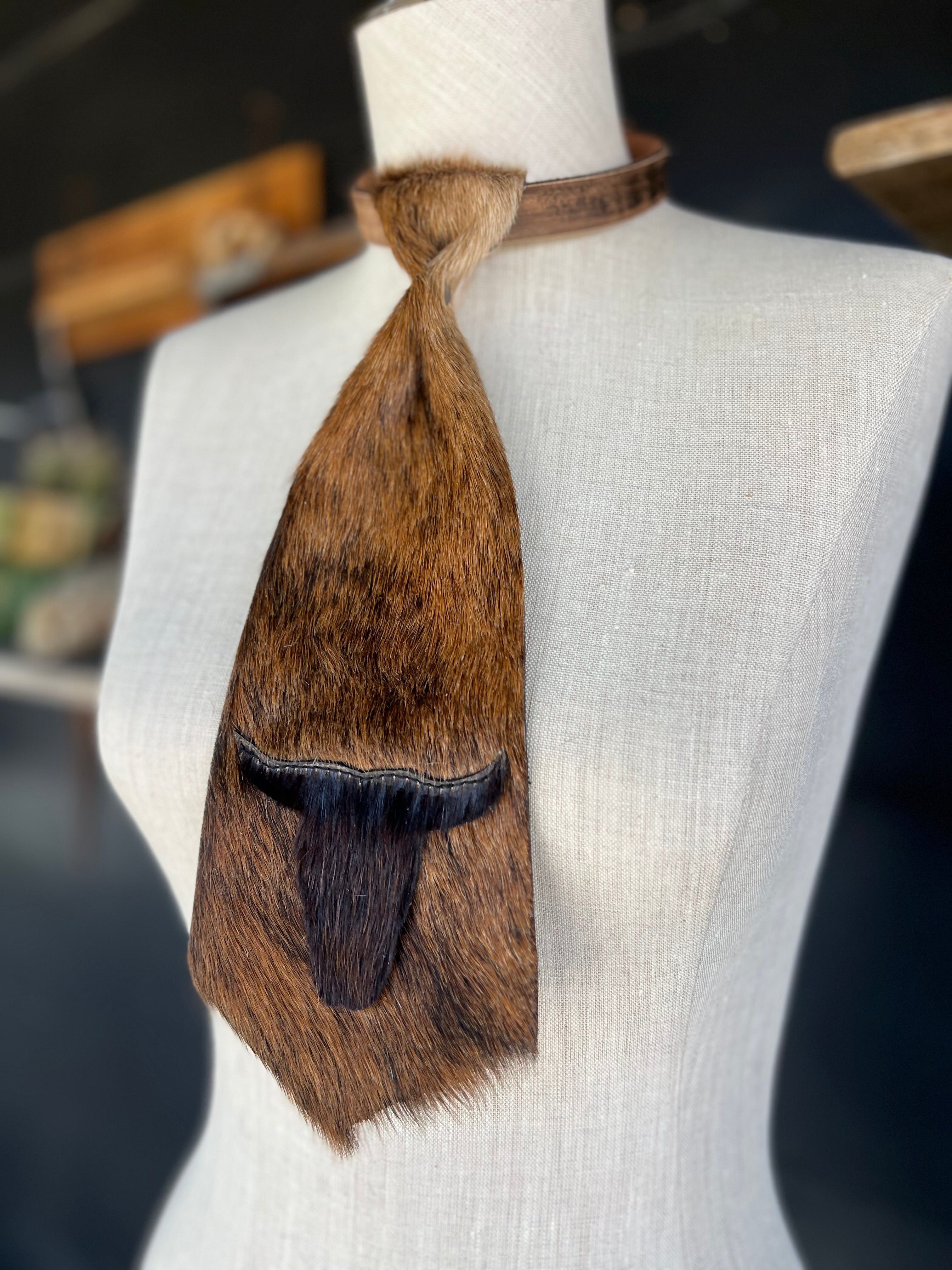 Dirty Mojave Cowhide Steer Heirloom Wide Necktie