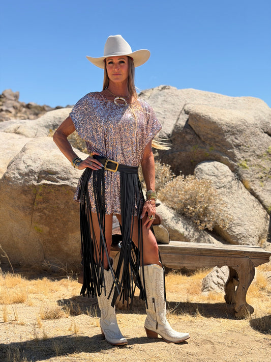 The Badlands Fringe Leather Skirt