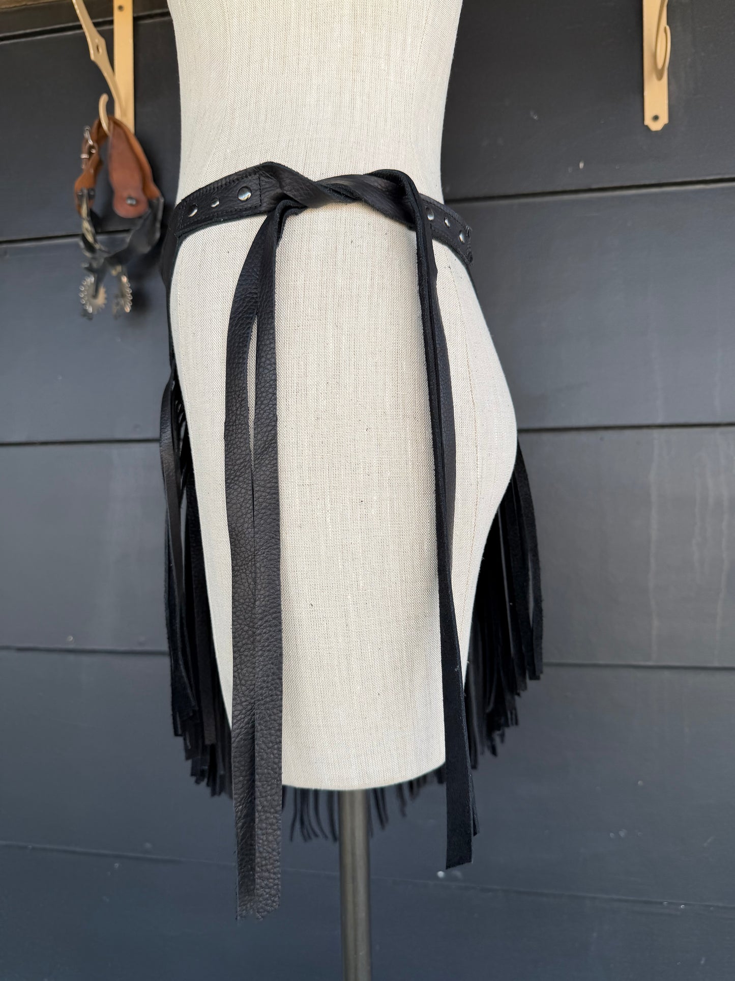 The Sundown Fringe Black Leather Wrap