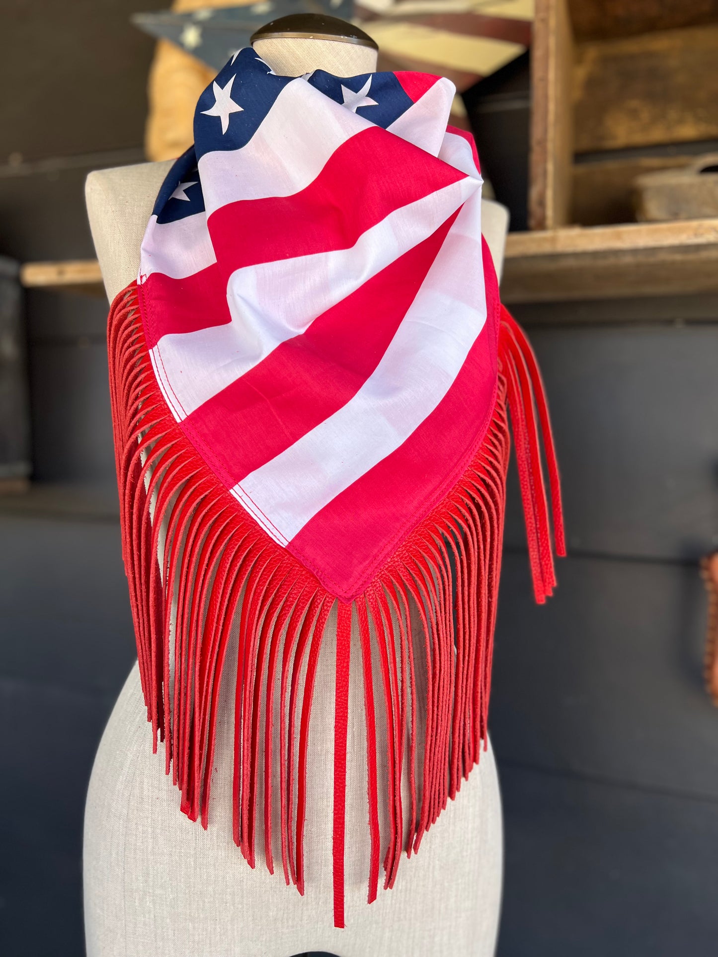“Limited Edition 1776 Wild American Collection” Desert Dusted Fringe Flag Bandana