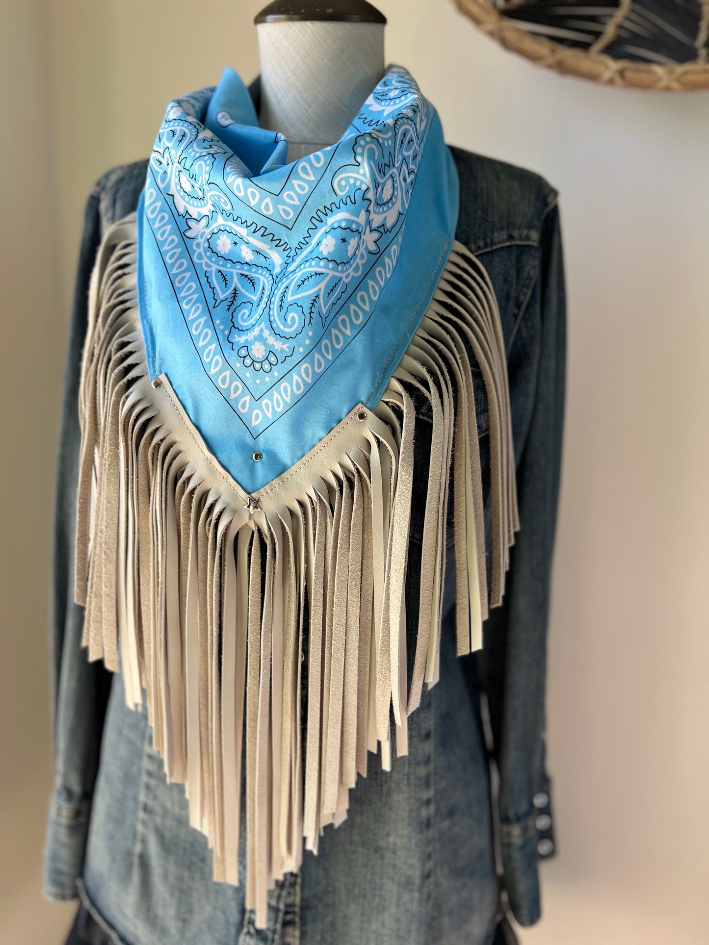 Desert Dusted Bandana Leather Fringe Collar