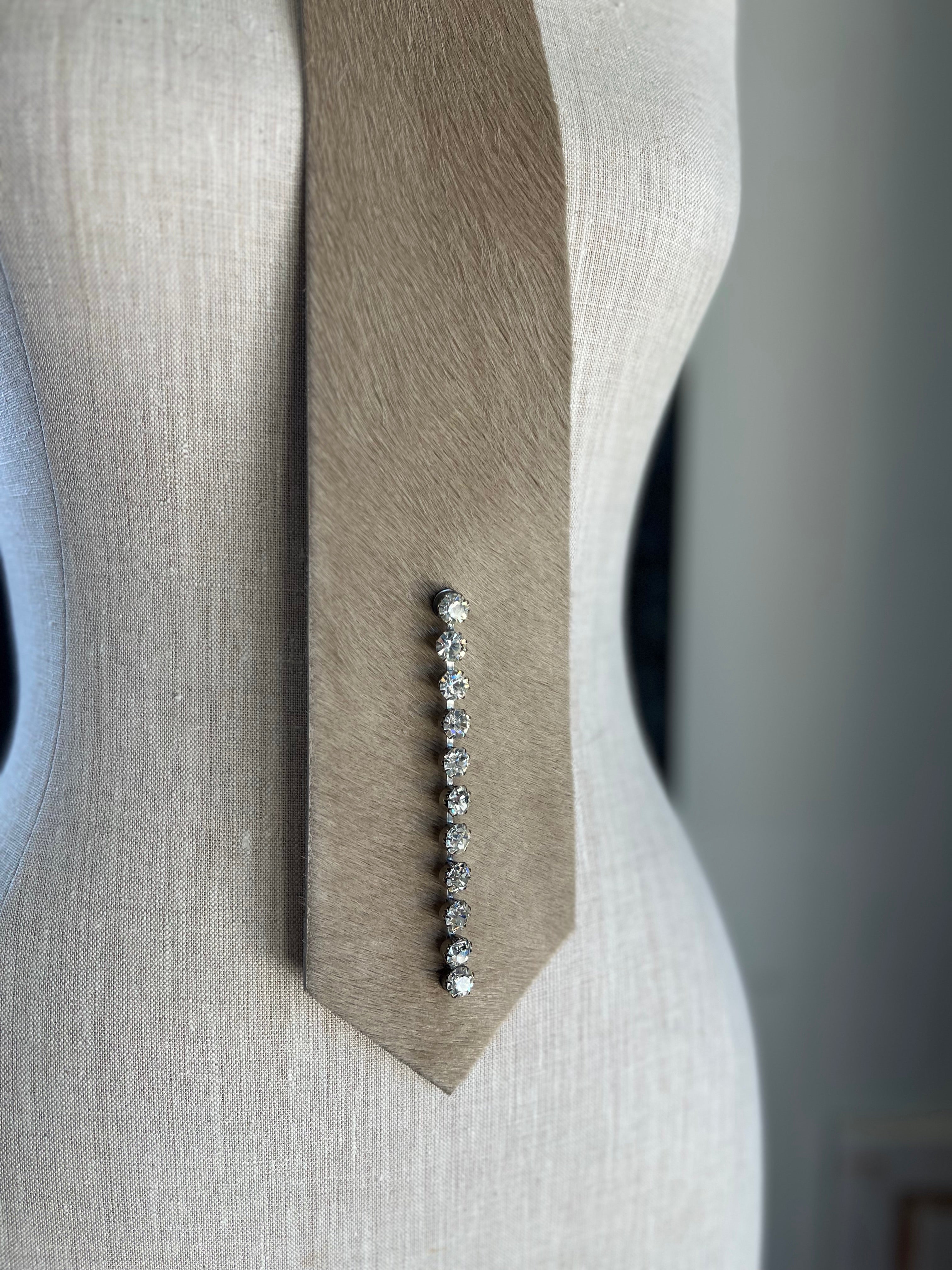 Wildhide Blade Cream Cowhide Neck Tie by Dirty Mojave Leather