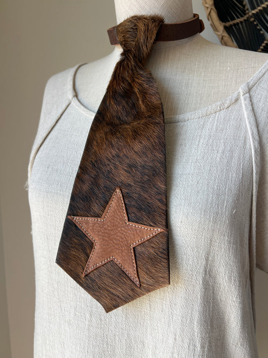 Dirty Mojave Cowhide Star Heirloom Wide Necktie