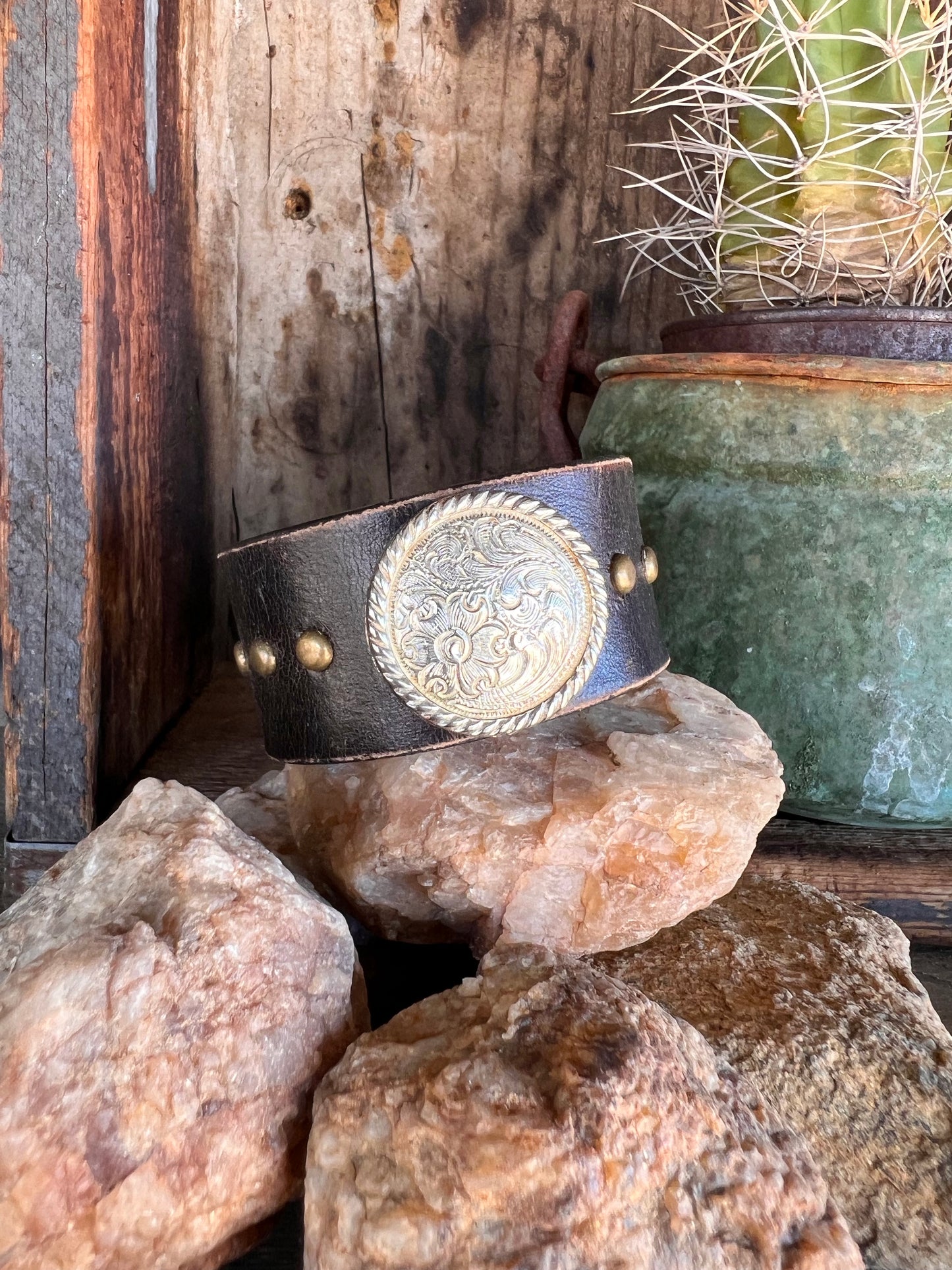 Dirty “Mojave Outlaw Cuffs” Leather Hand-Forged Western Bracelet