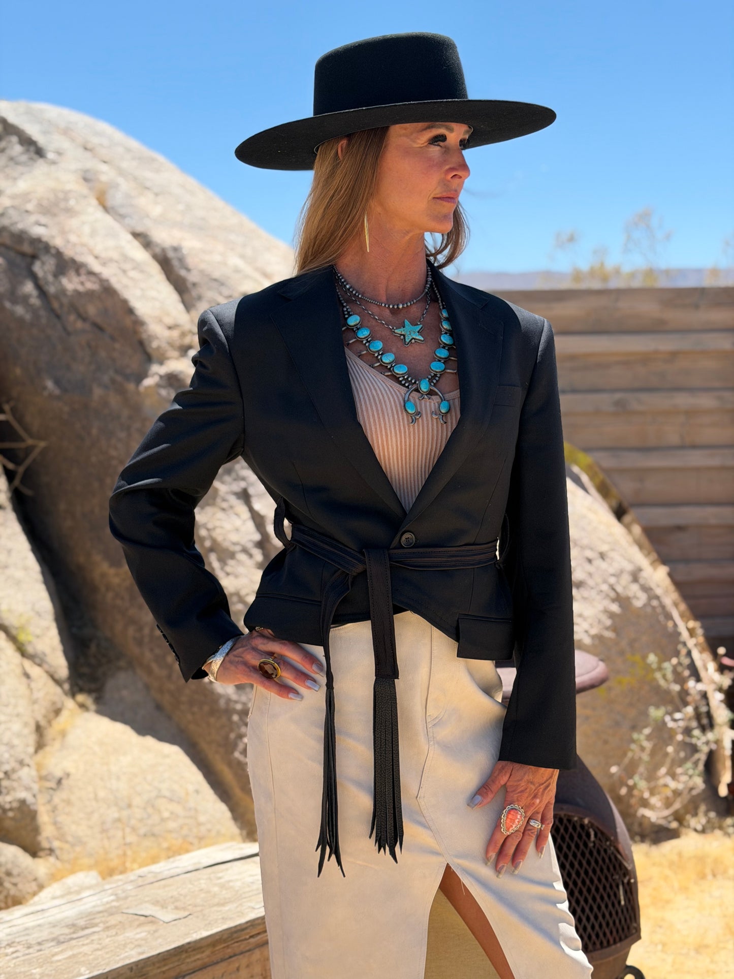 The Midnight Outlaw Desert Crop Blazer by Dirty Mojave Leather