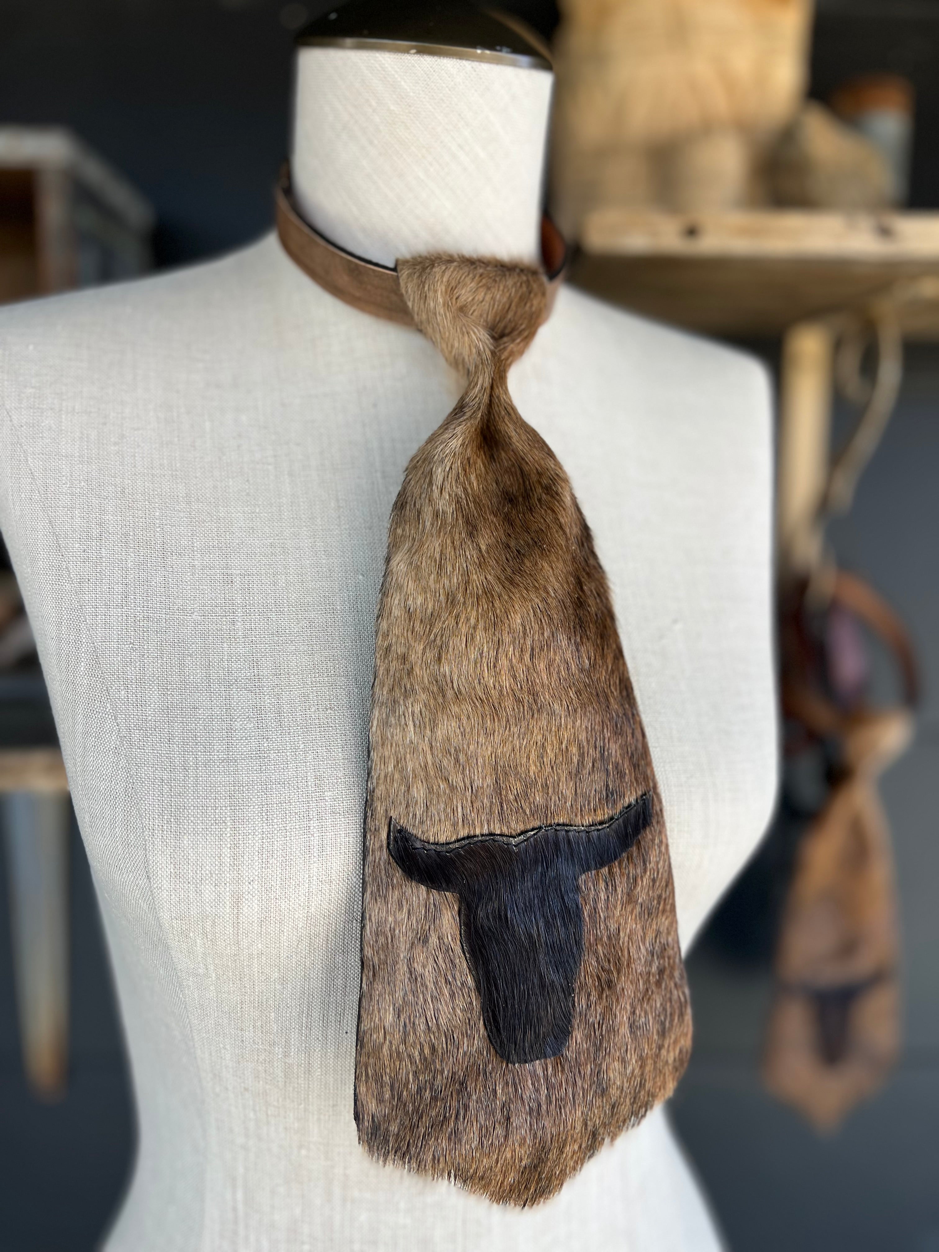 Dirty Mojave Cowhide Steer Heirloom Wide Necktie